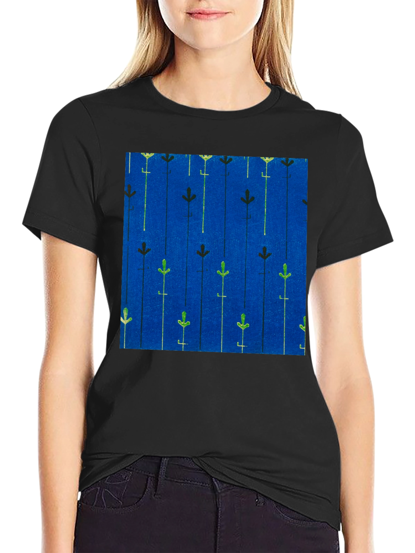Blue Floral Patterned Mens T-shirt