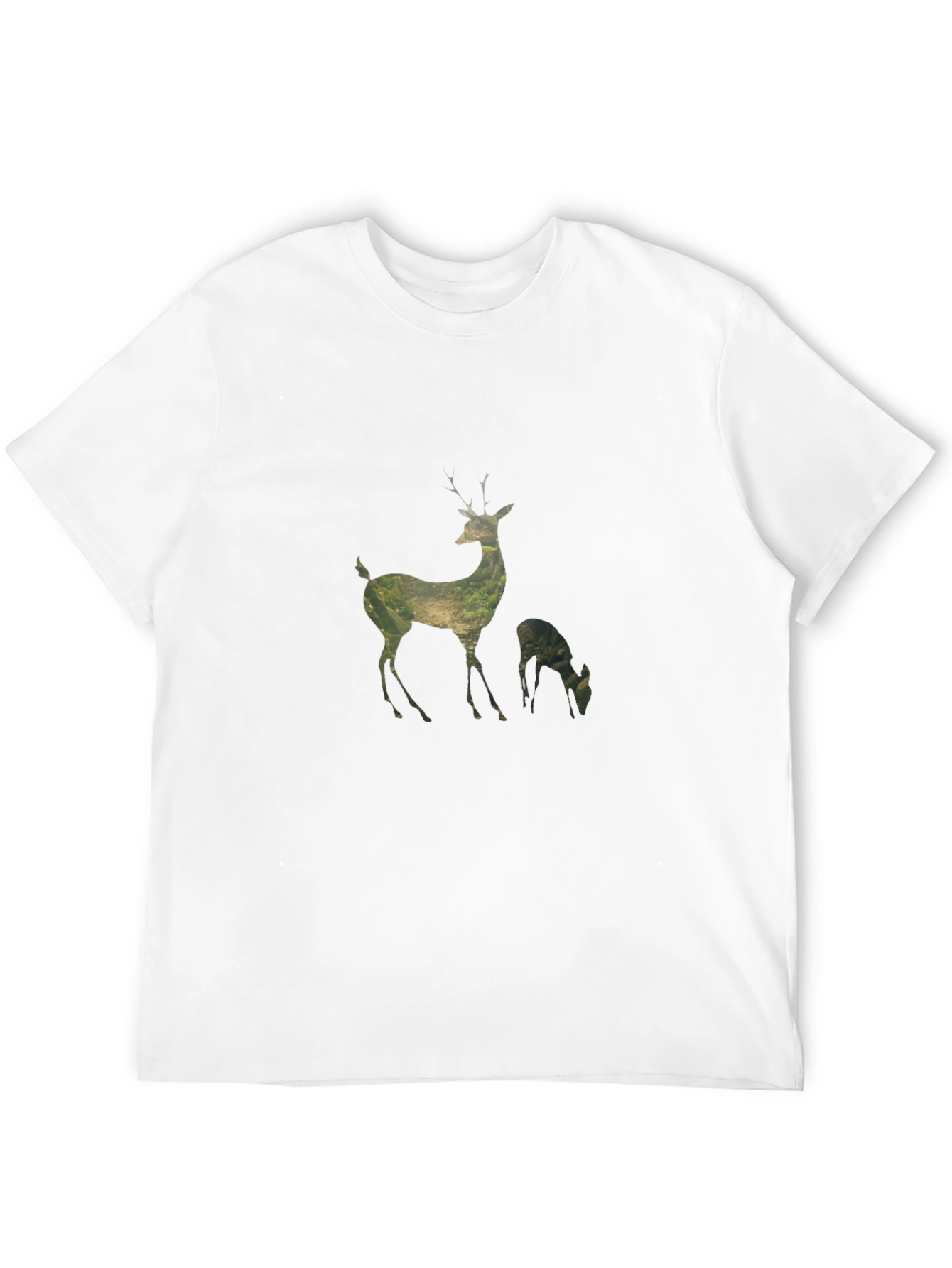 Deer Silhouette Graphic Print Black T-Shirt