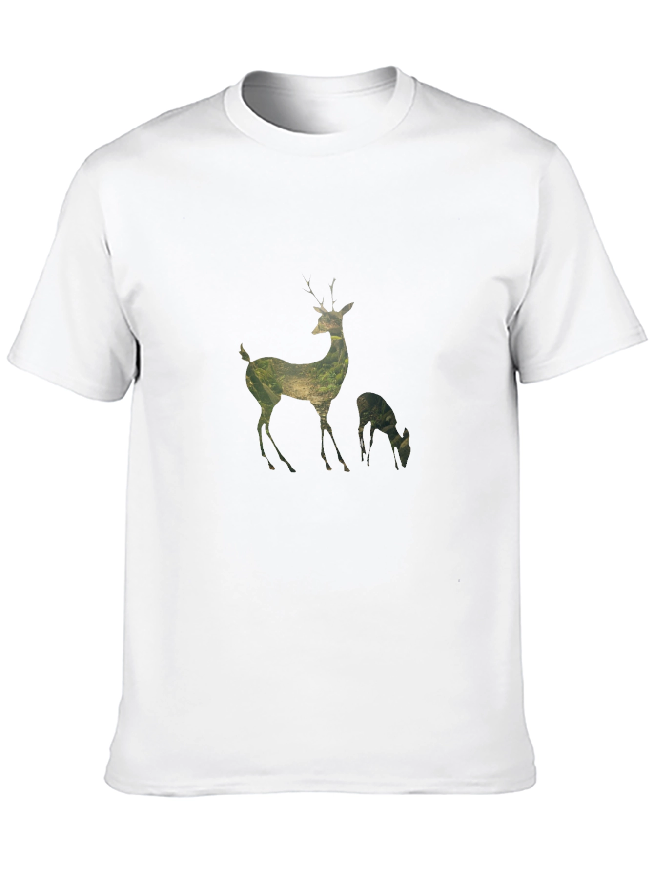 Deer Silhouette Graphic Print Black T-Shirt