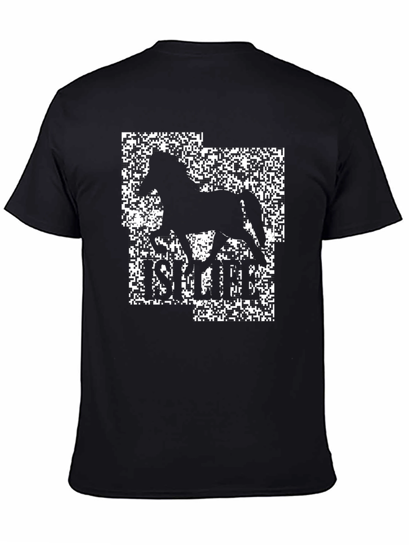 Horse Pixel Art Graphic Tee - Black T-Shirt