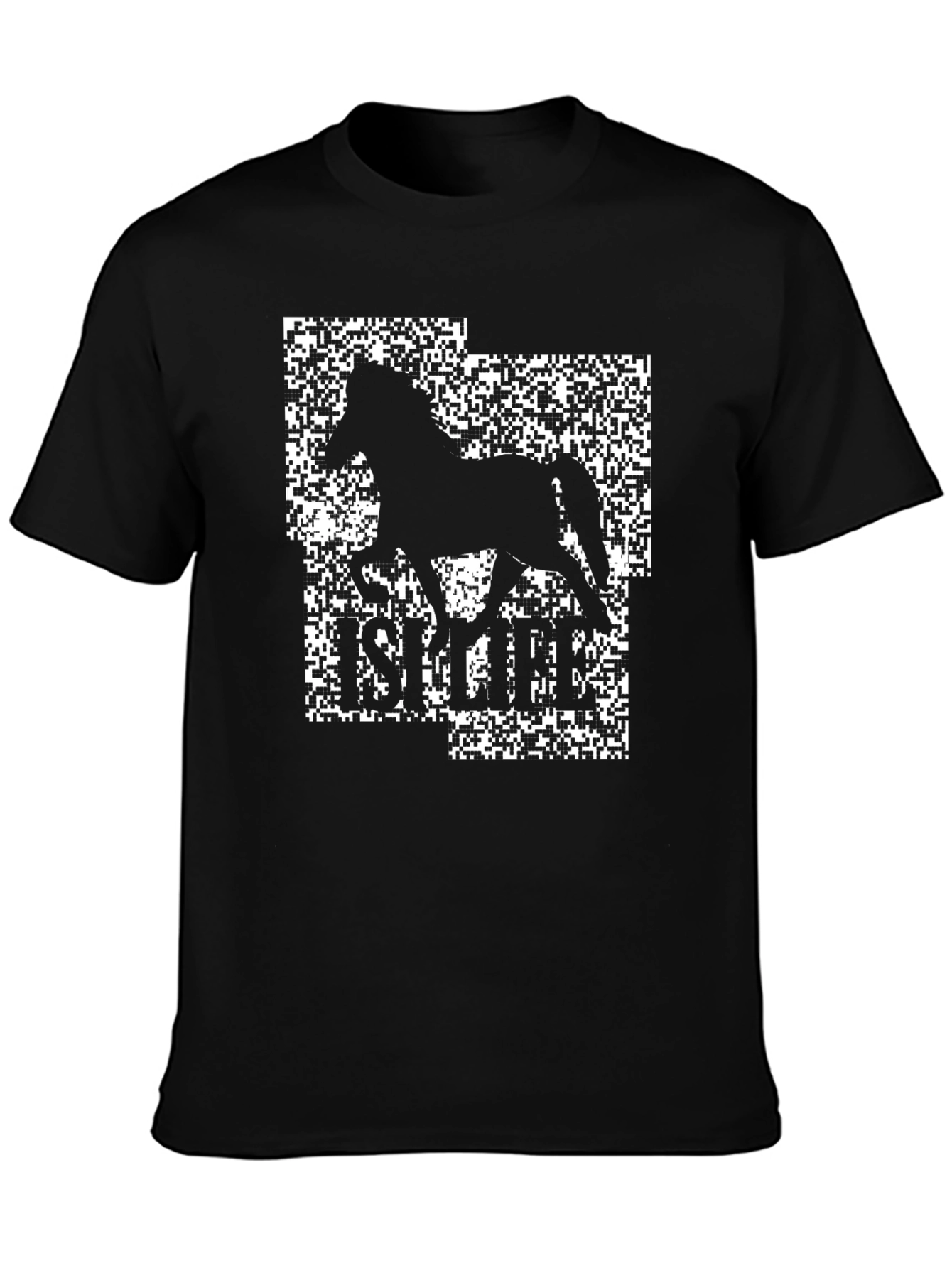 Horse Pixel Art Graphic Tee - Black T-Shirt