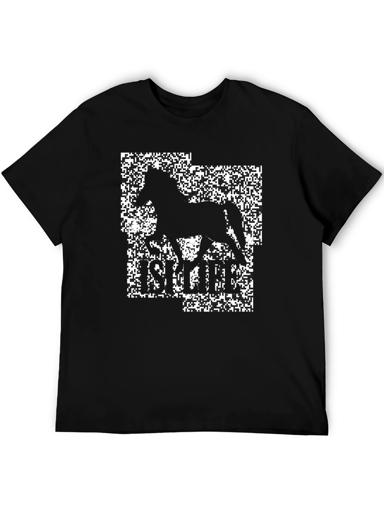 Horse Pixel Art Graphic Tee - Black T-Shirt