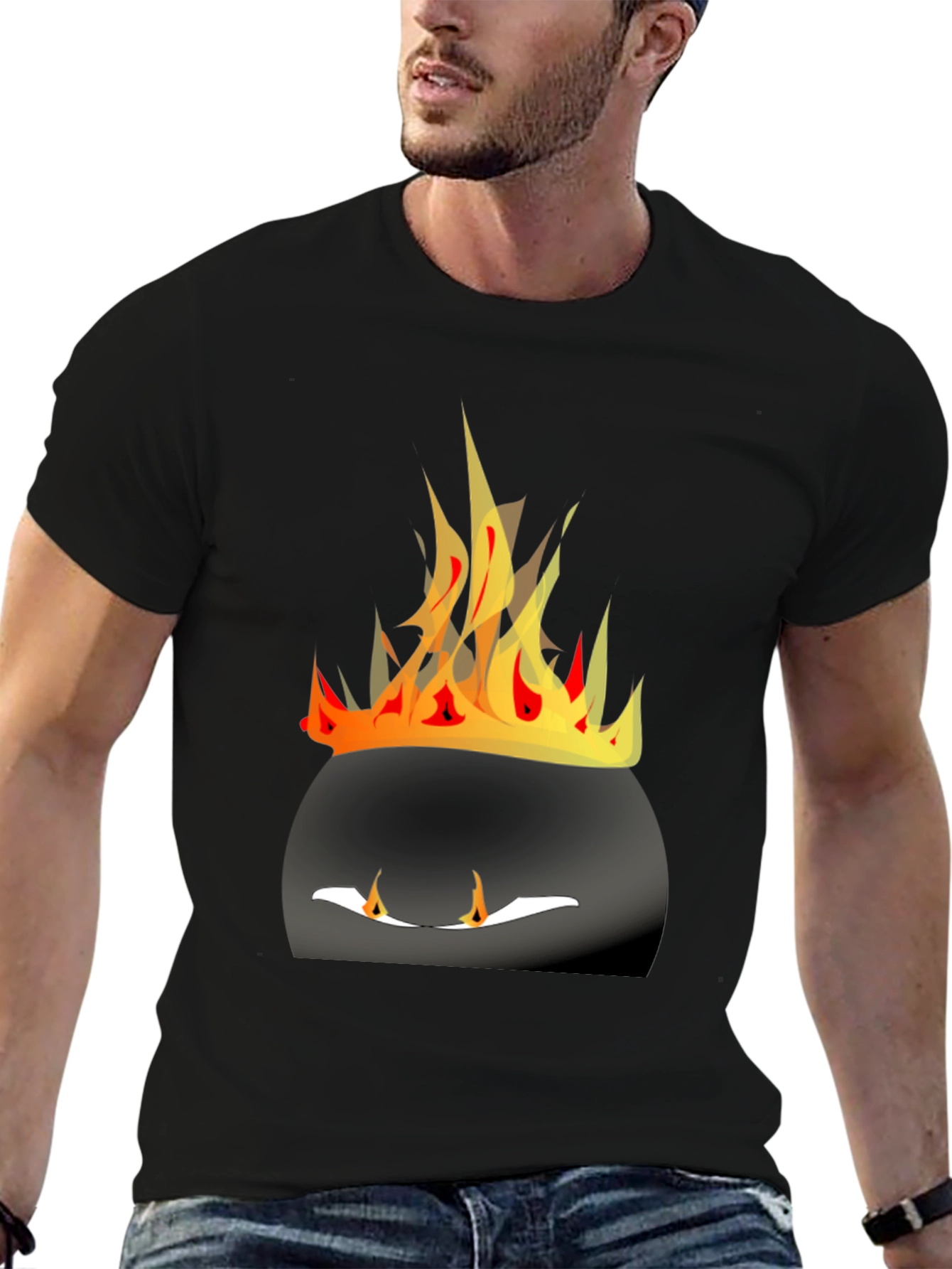 Fiery Cauldron Graphic Tee - Bold Black Shirt
