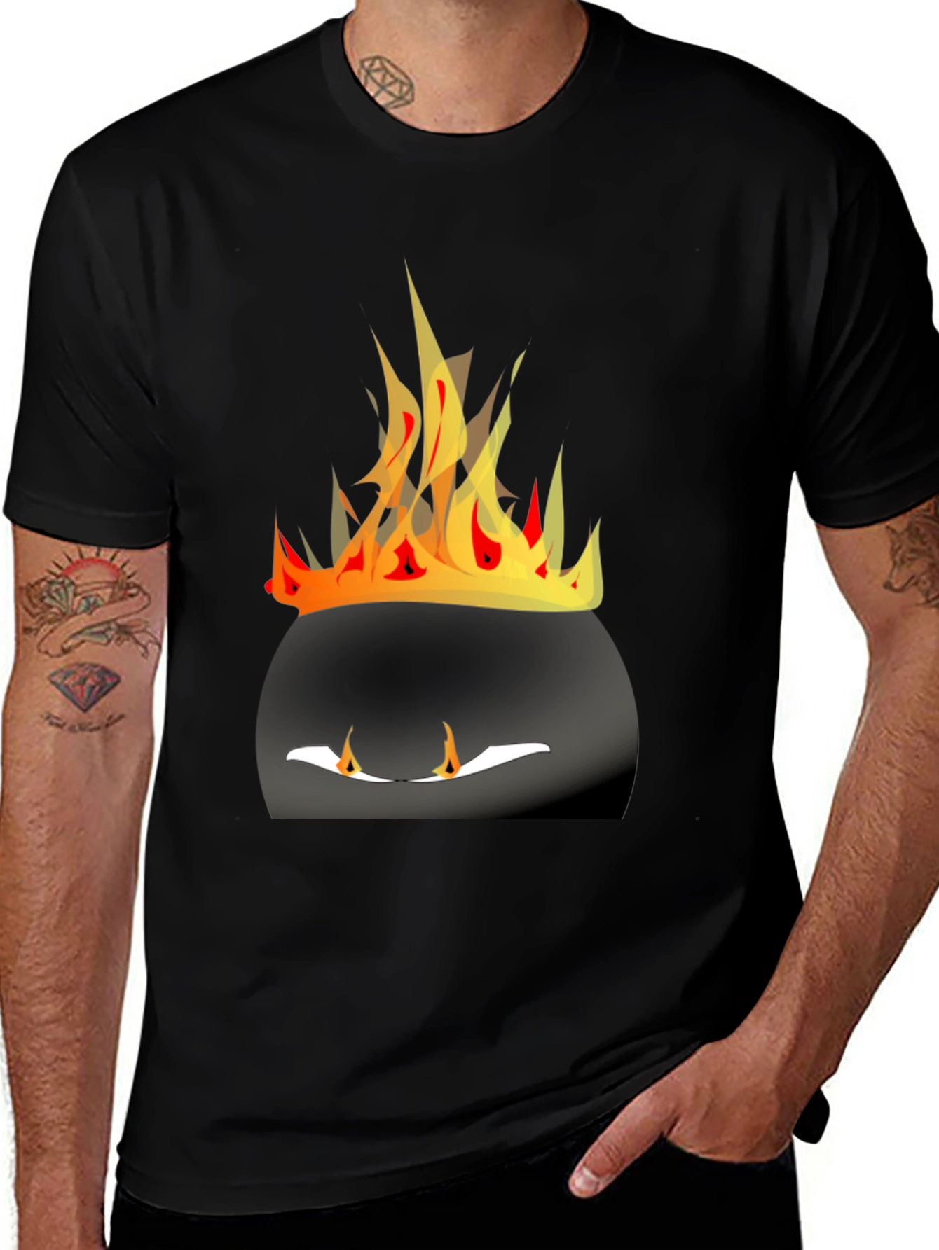 Fiery Cauldron Graphic Tee - Bold Black Shirt