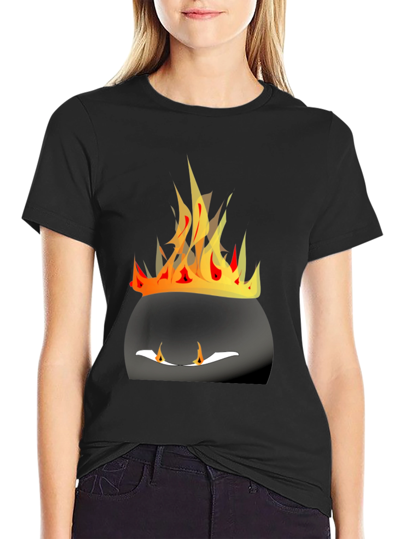 Fiery Cauldron Graphic Tee - Bold Black Shirt