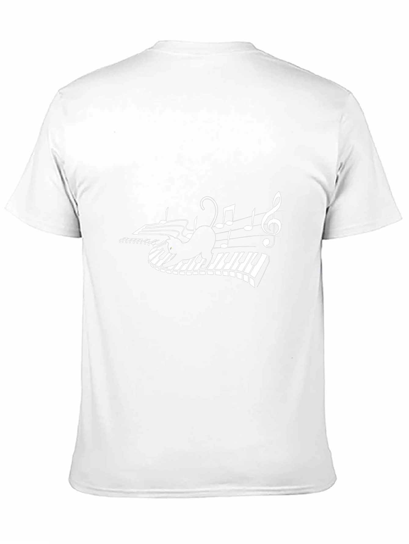 Musical Cat T-Shirt - Piano Keys & Notes Design
