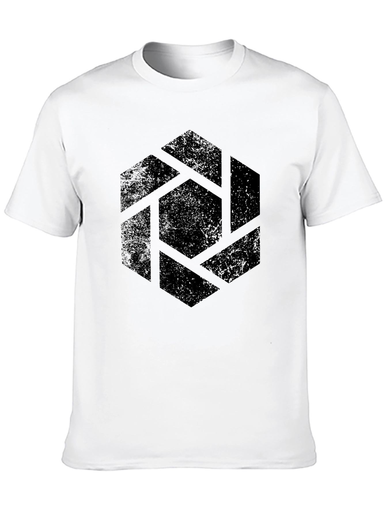 Abstract Hexagon Graphic Black T-Shirt