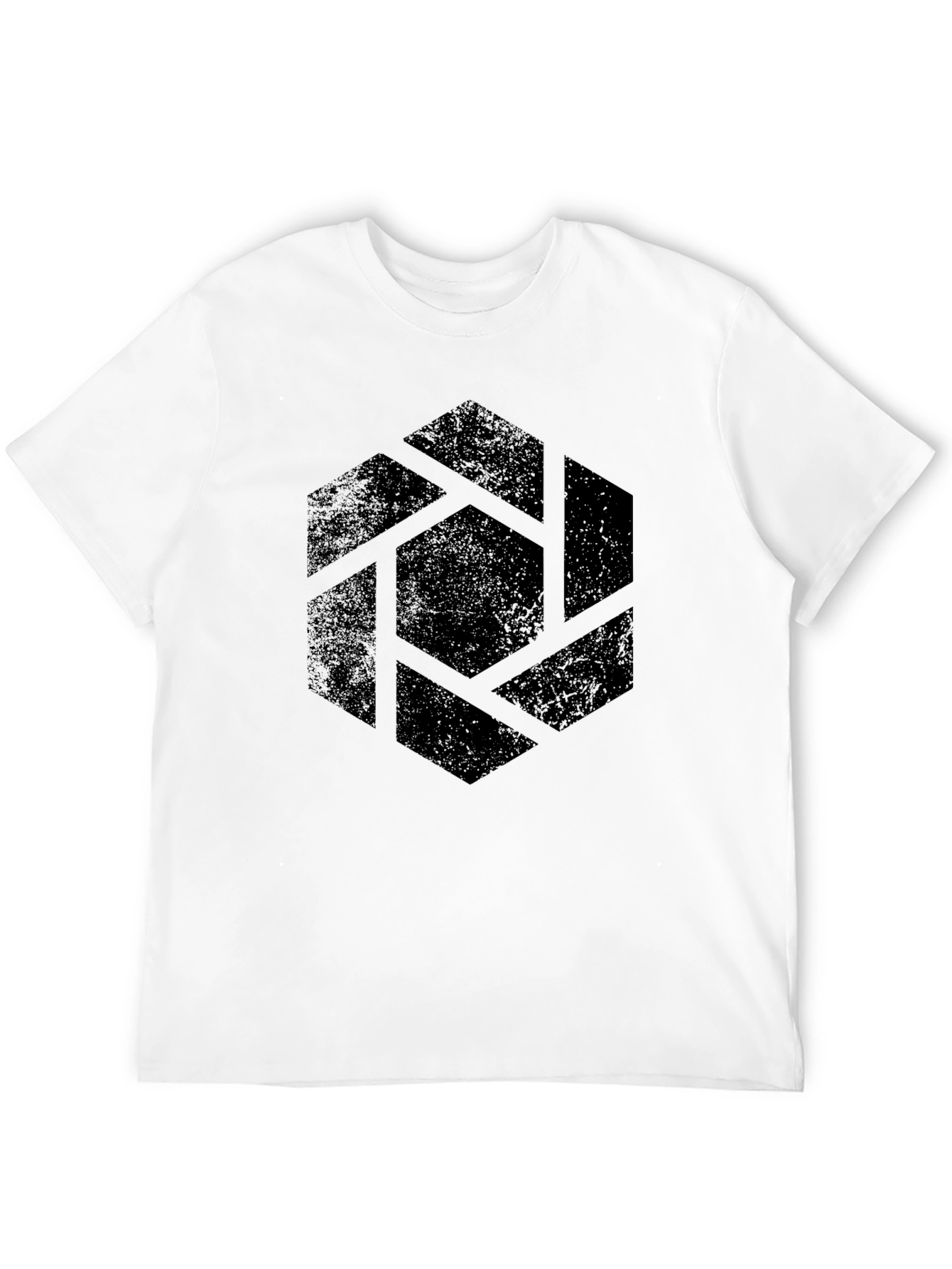Abstract Hexagon Graphic Black T-Shirt
