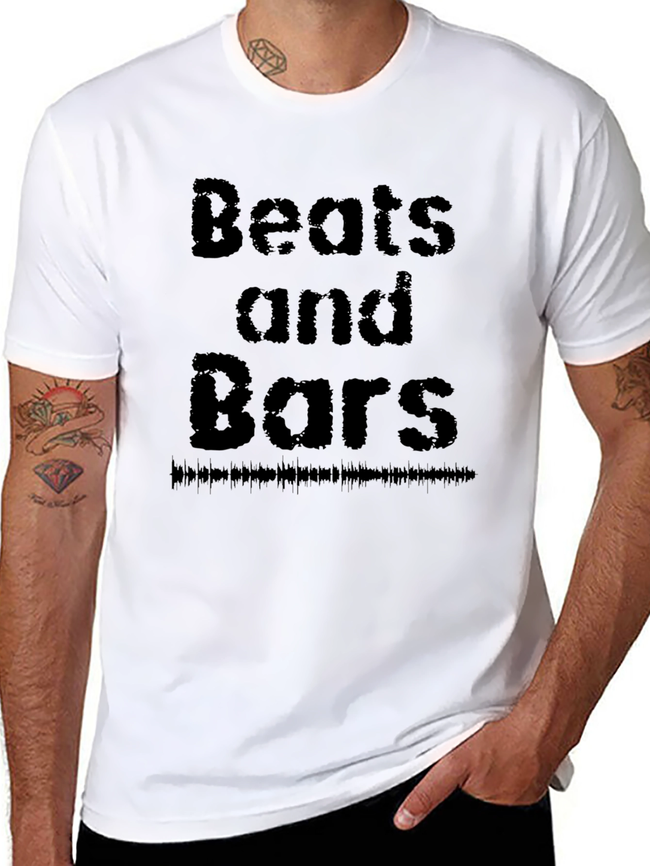 Beats and Bars Graphic Tee - Black Cotton T-Shirt