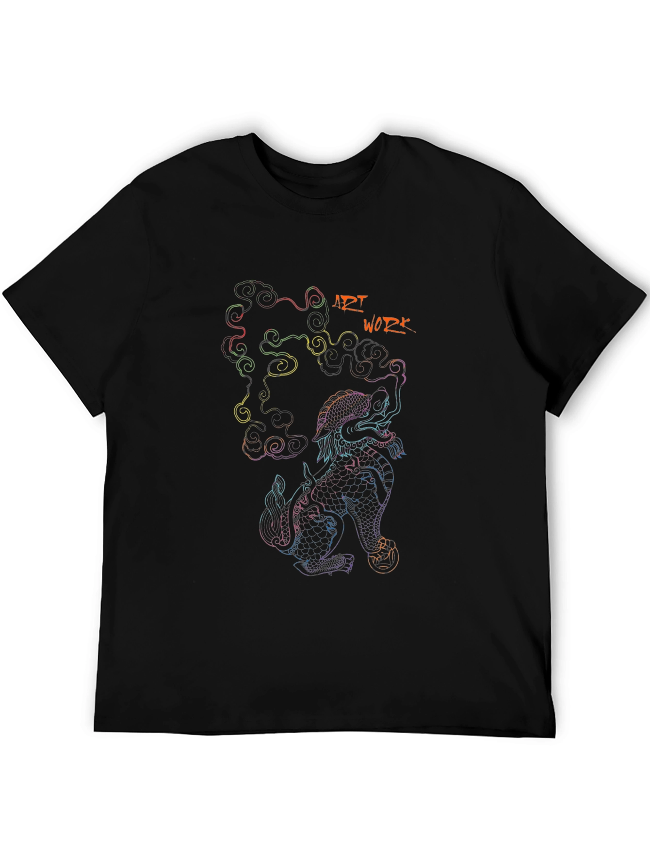 Art Work Dragon Graphic Black T-Shirt