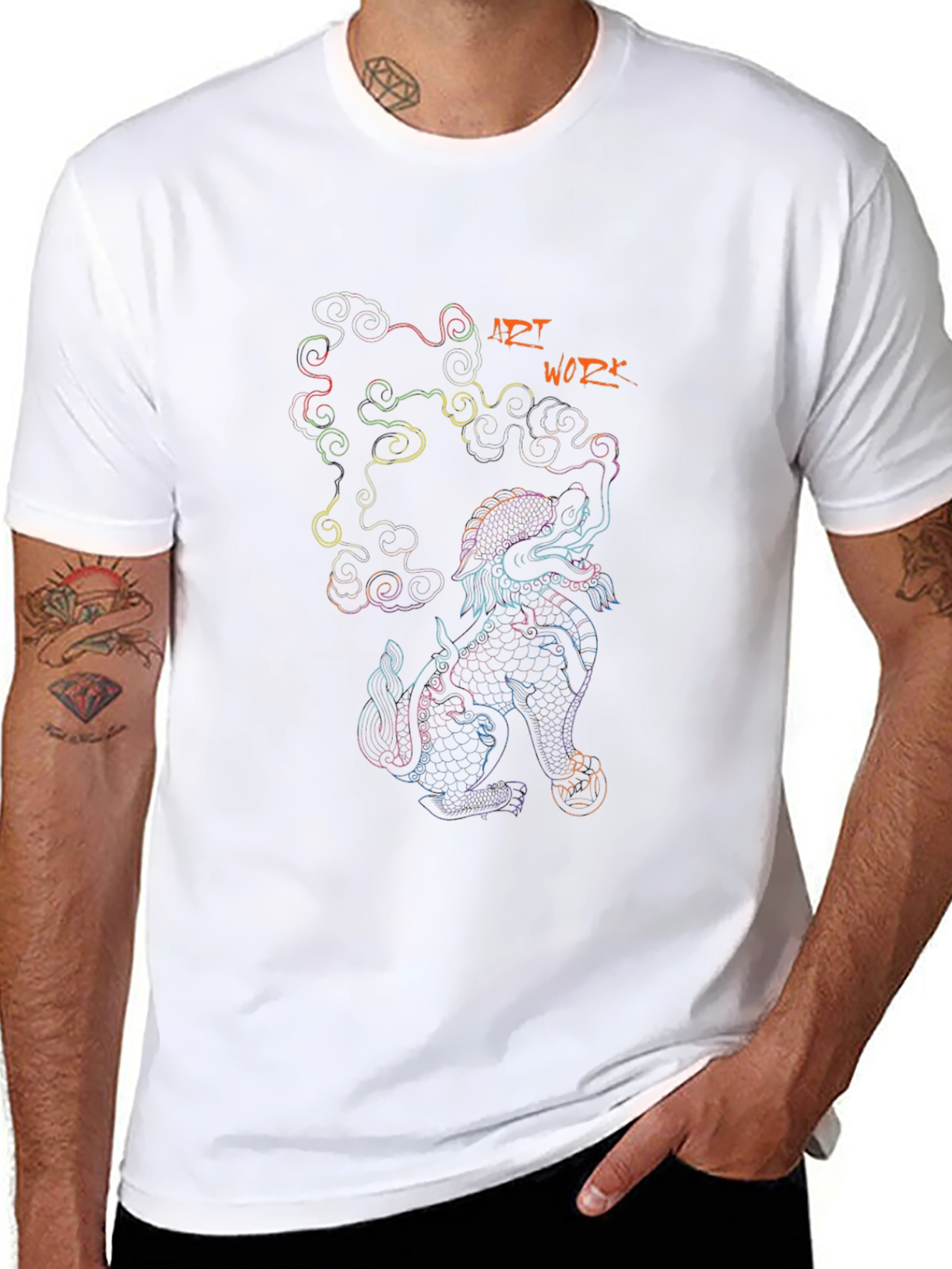 Art Work Dragon Graphic Black T-Shirt