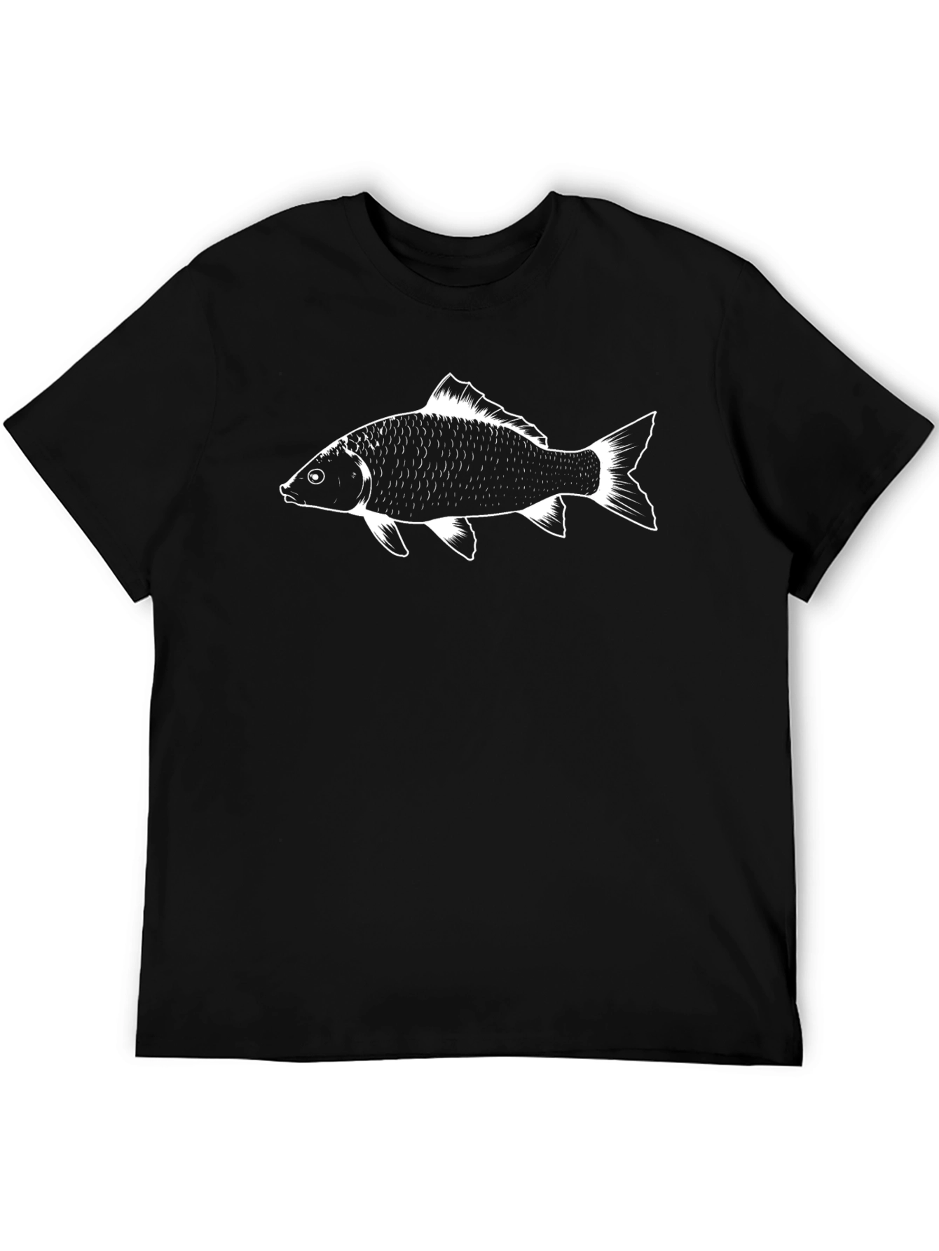 Black T-Shirt with White Fish Graphic