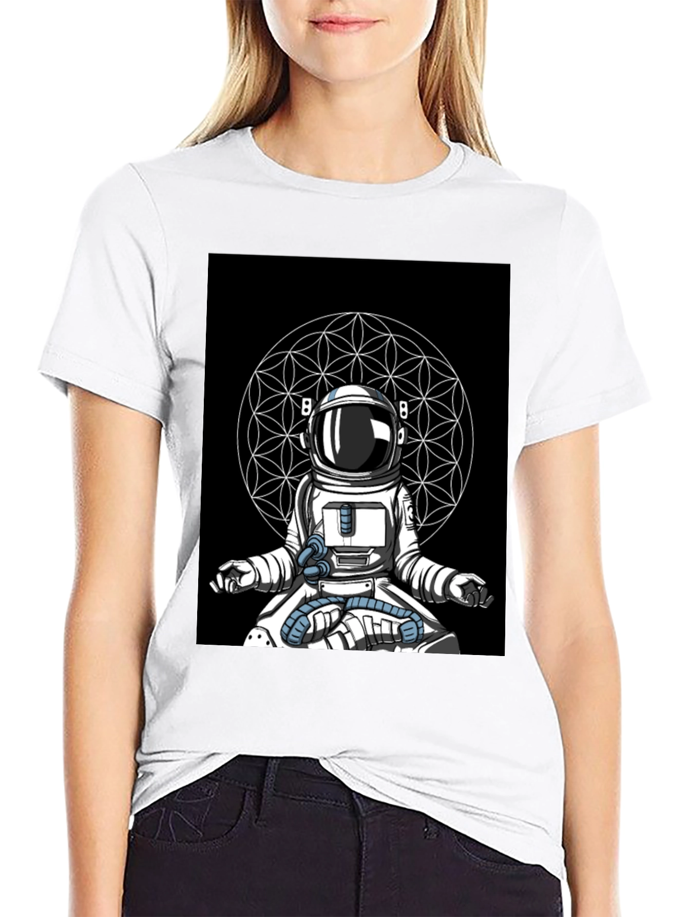 Meditating Astronaut T-Shirt - Black