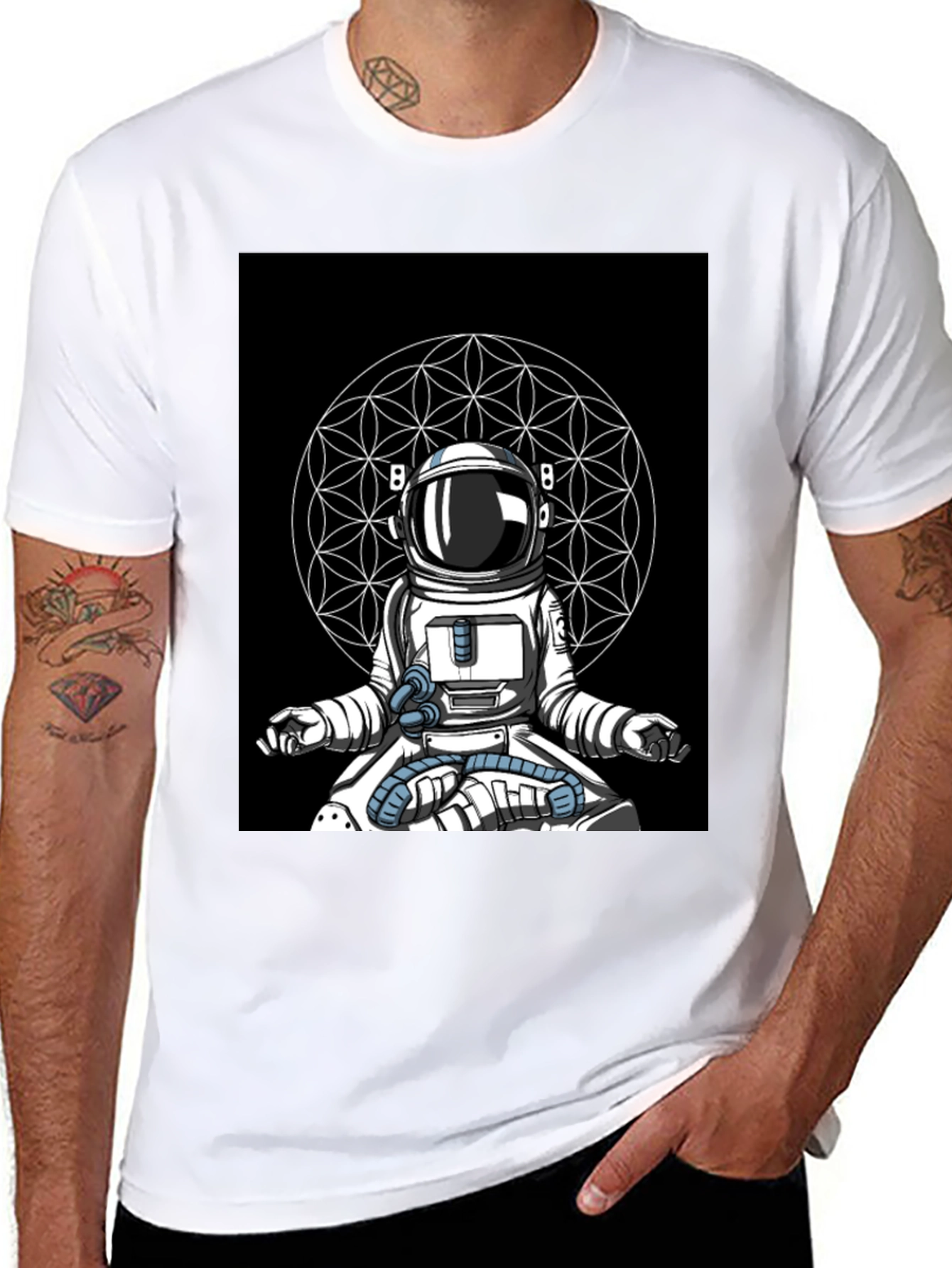 Meditating Astronaut T-Shirt - Black