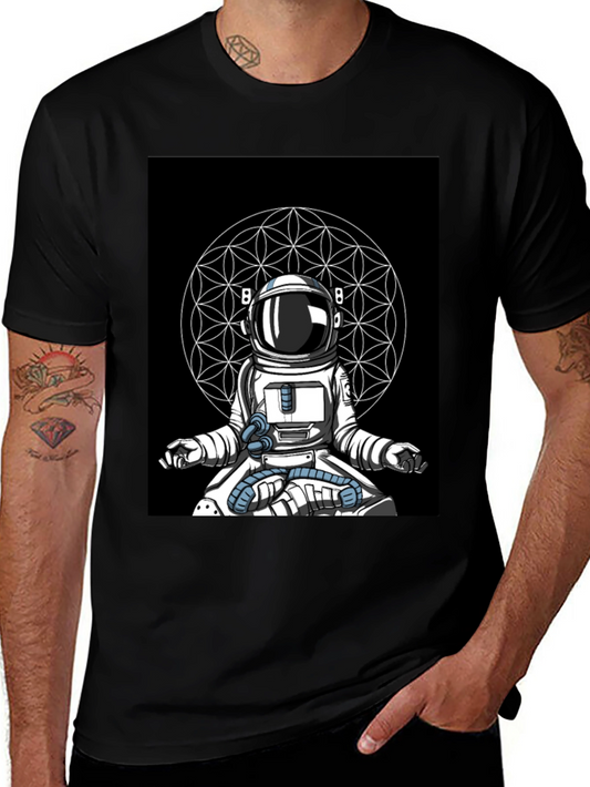 Meditating Astronaut T-Shirt - Black