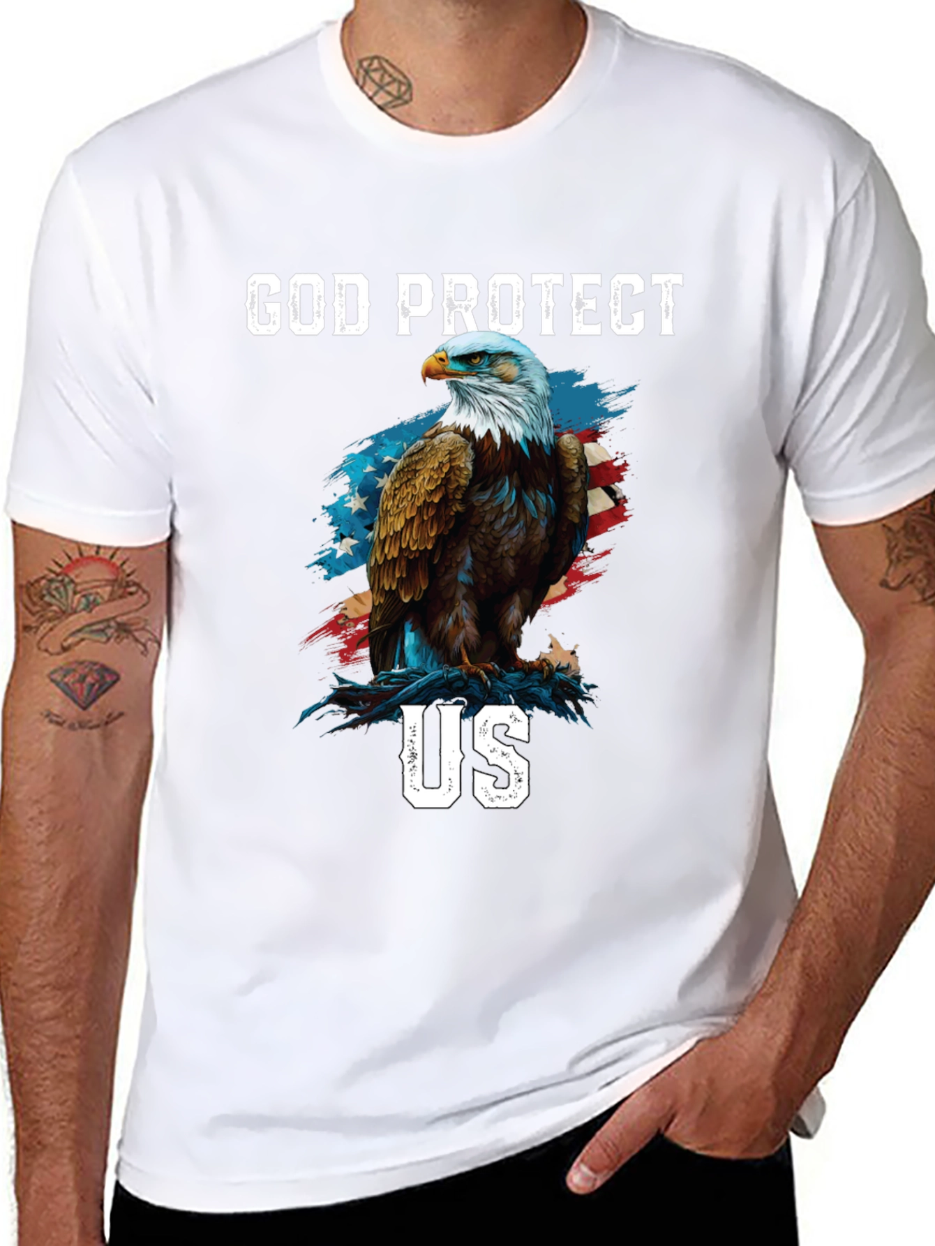 God Protect Us Eagle Graphic T-Shirt