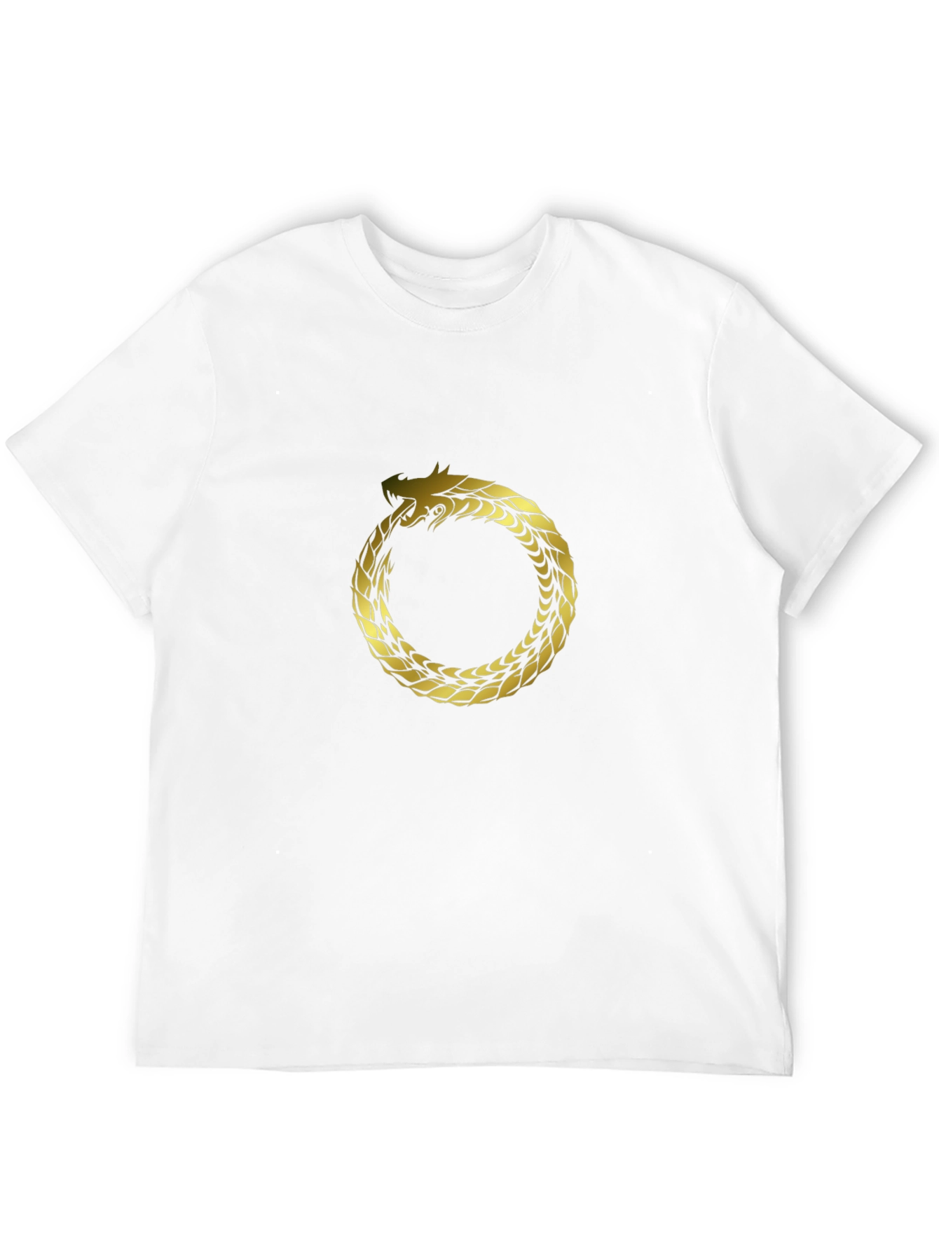 Ouroboros Dragon Tee - Gold Serpent Circle Design