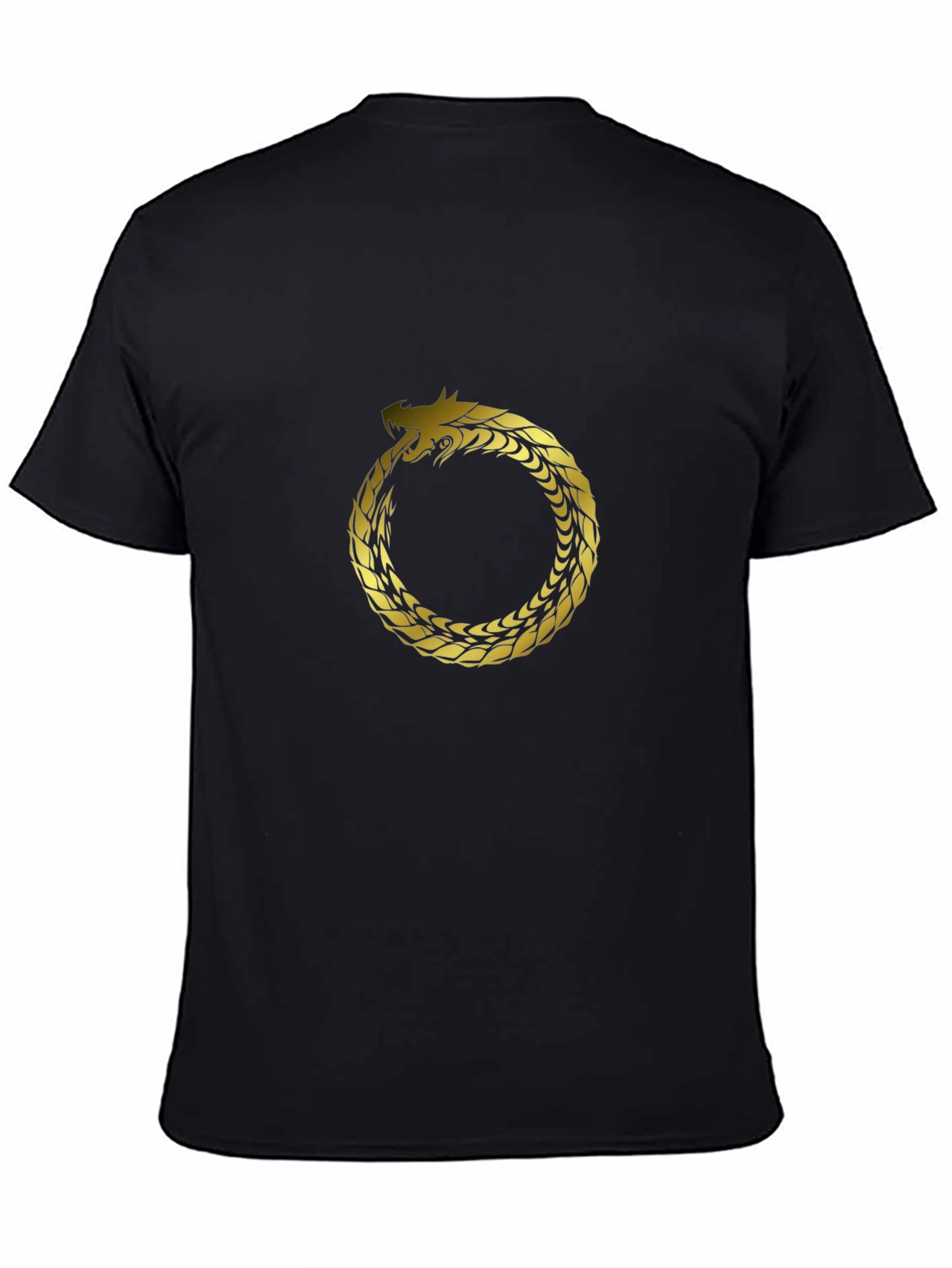 Ouroboros Dragon Tee - Gold Serpent Circle Design