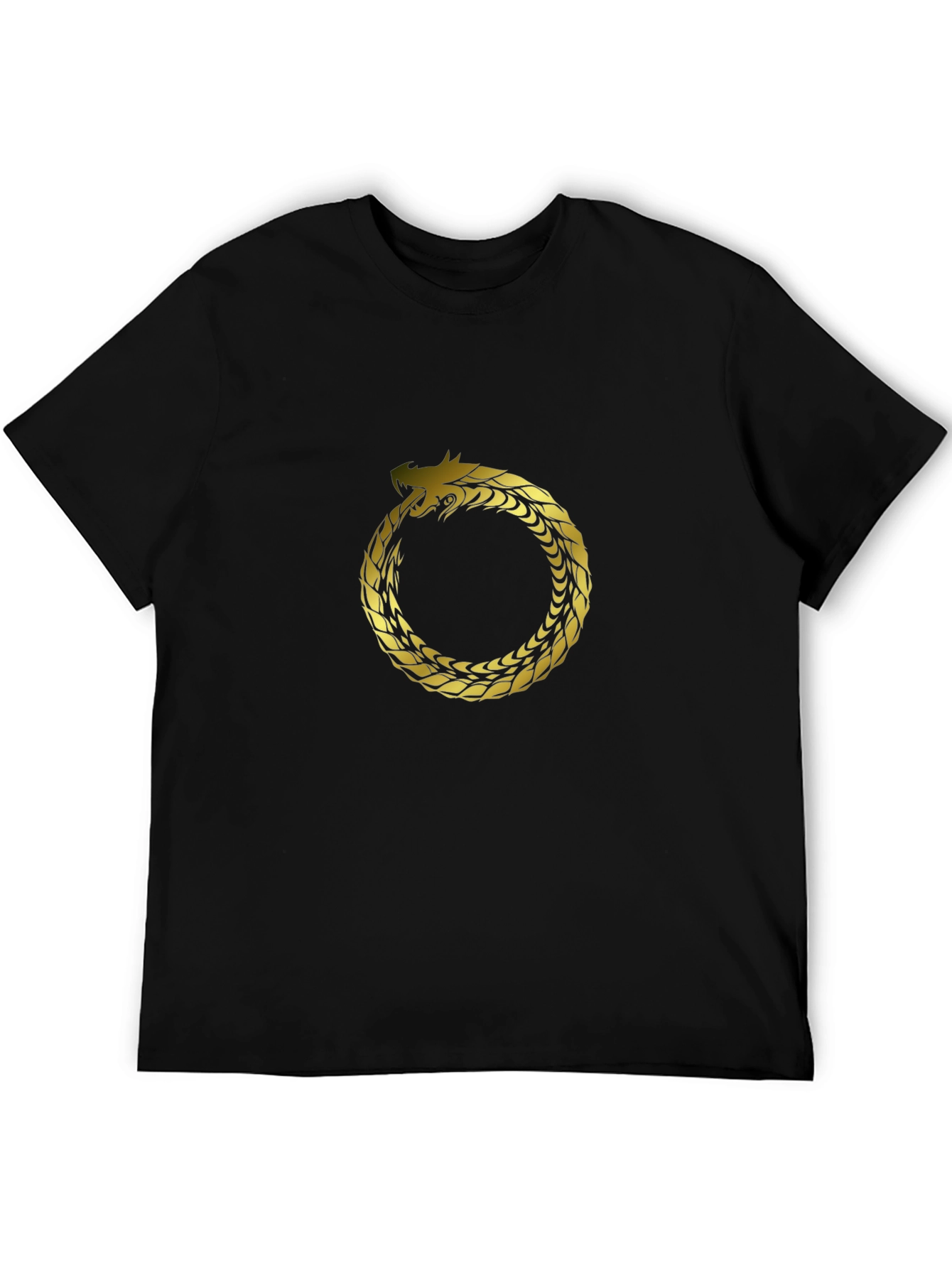Ouroboros Dragon Tee - Gold Serpent Circle Design