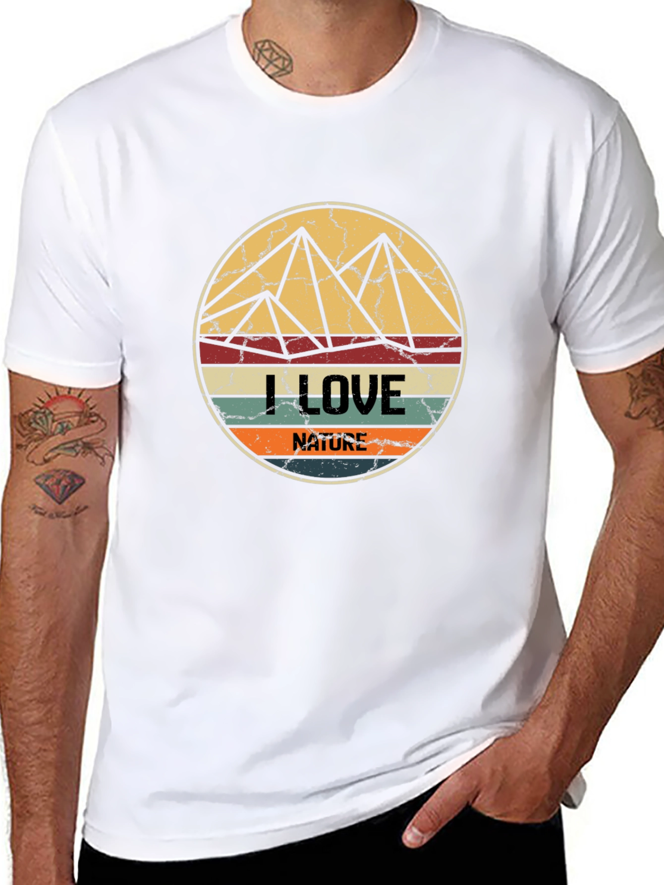 I Love Nature Tee - Retro Mountain Design