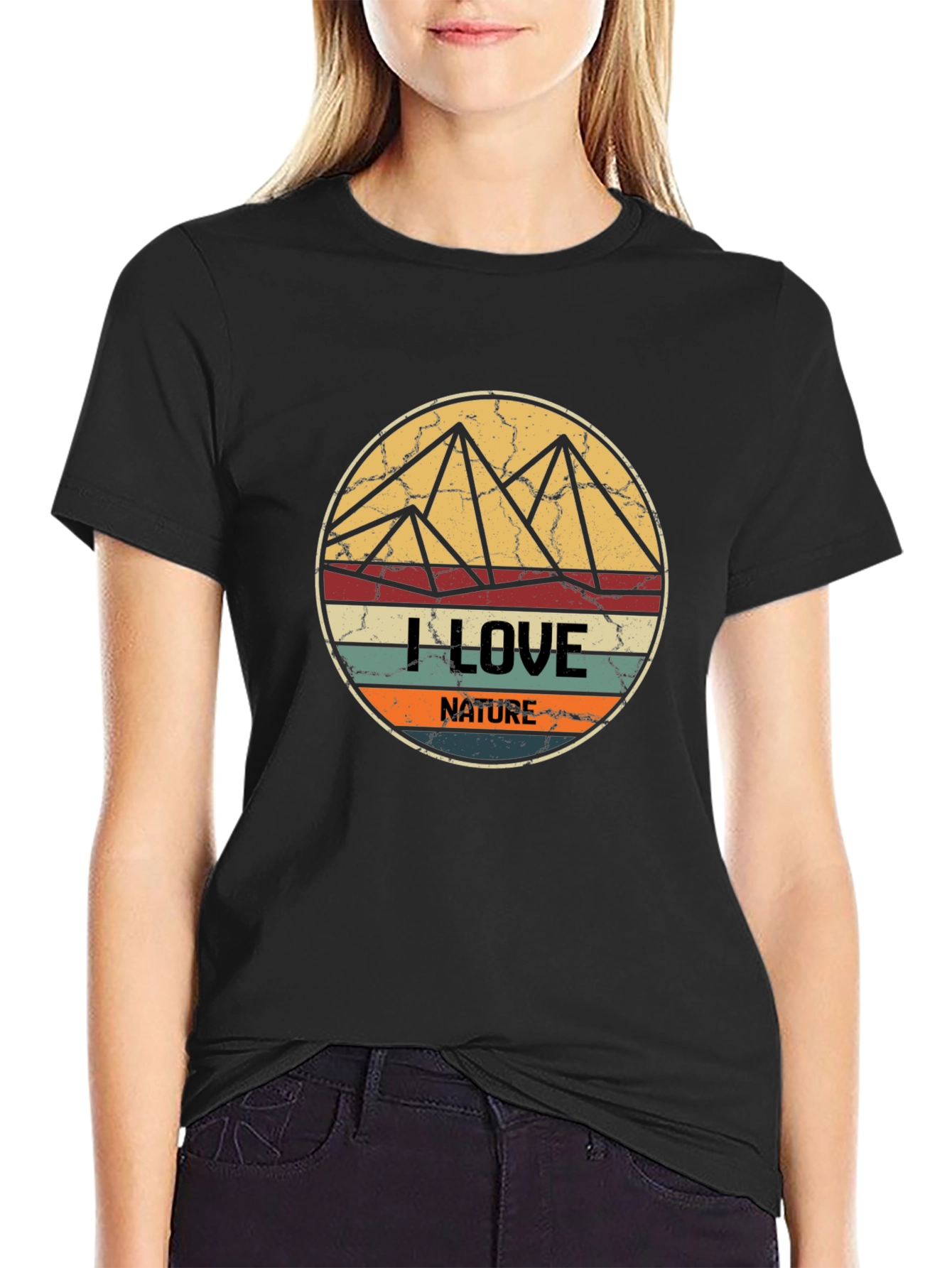 I Love Nature Tee - Retro Mountain Design