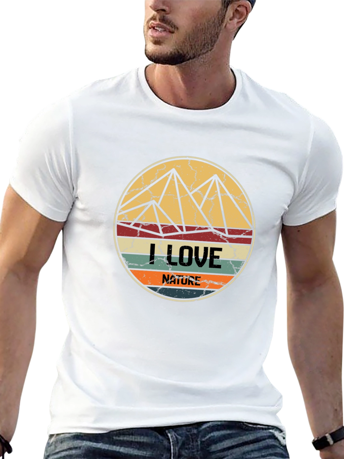 I Love Nature Tee - Retro Mountain Design
