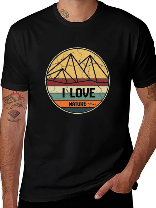 I Love Nature Tee - Retro Mountain Design