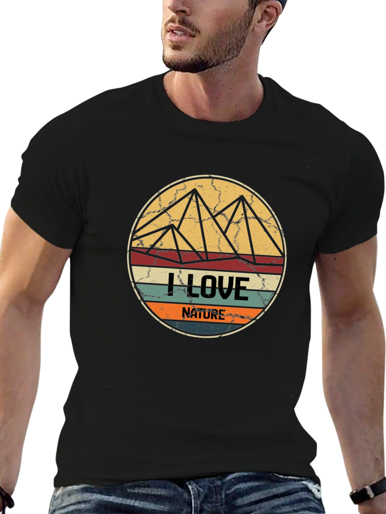 I Love Nature Tee - Retro Mountain Design