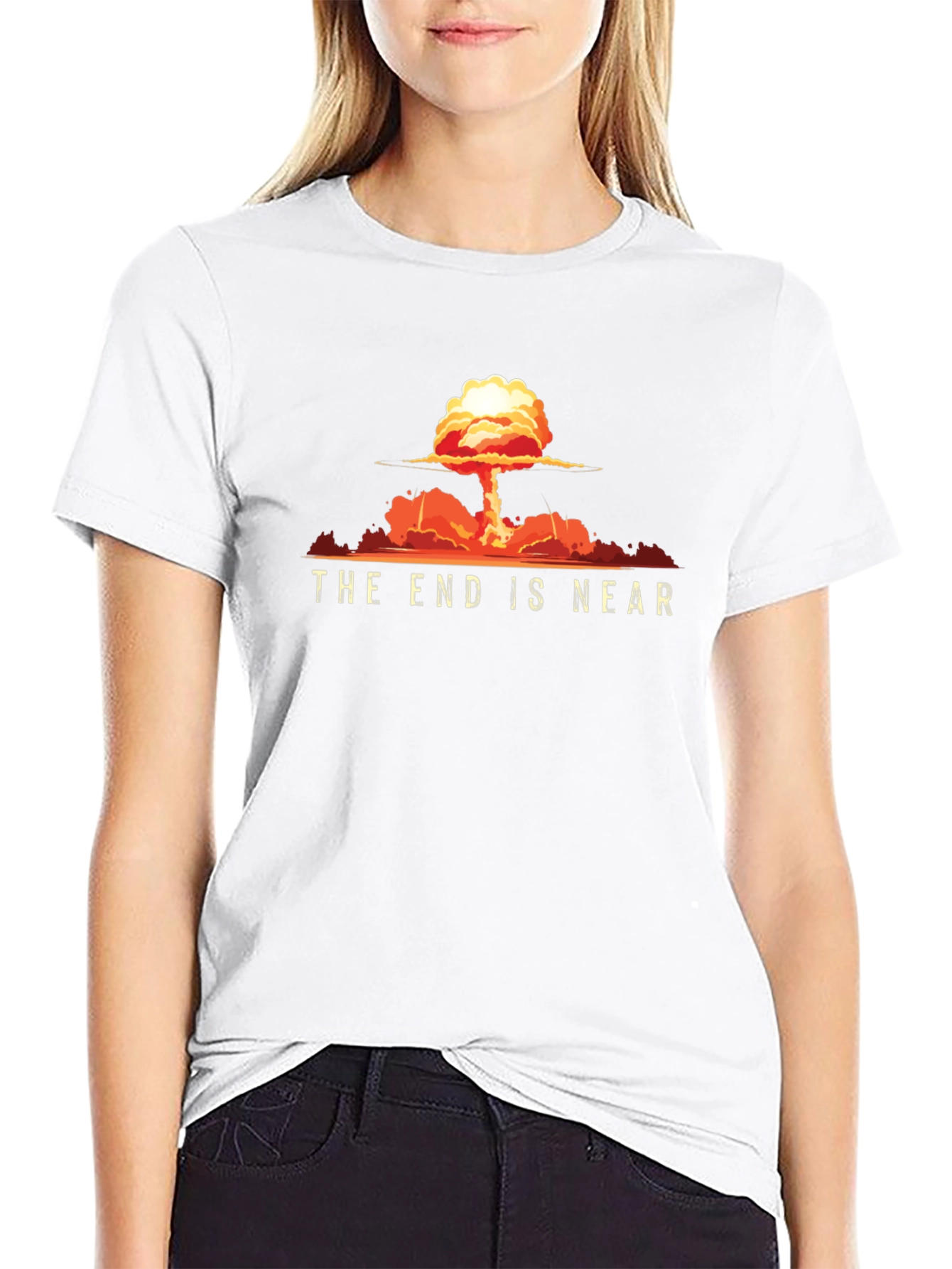 The End Is Near Graphic Print Black T-Shirt