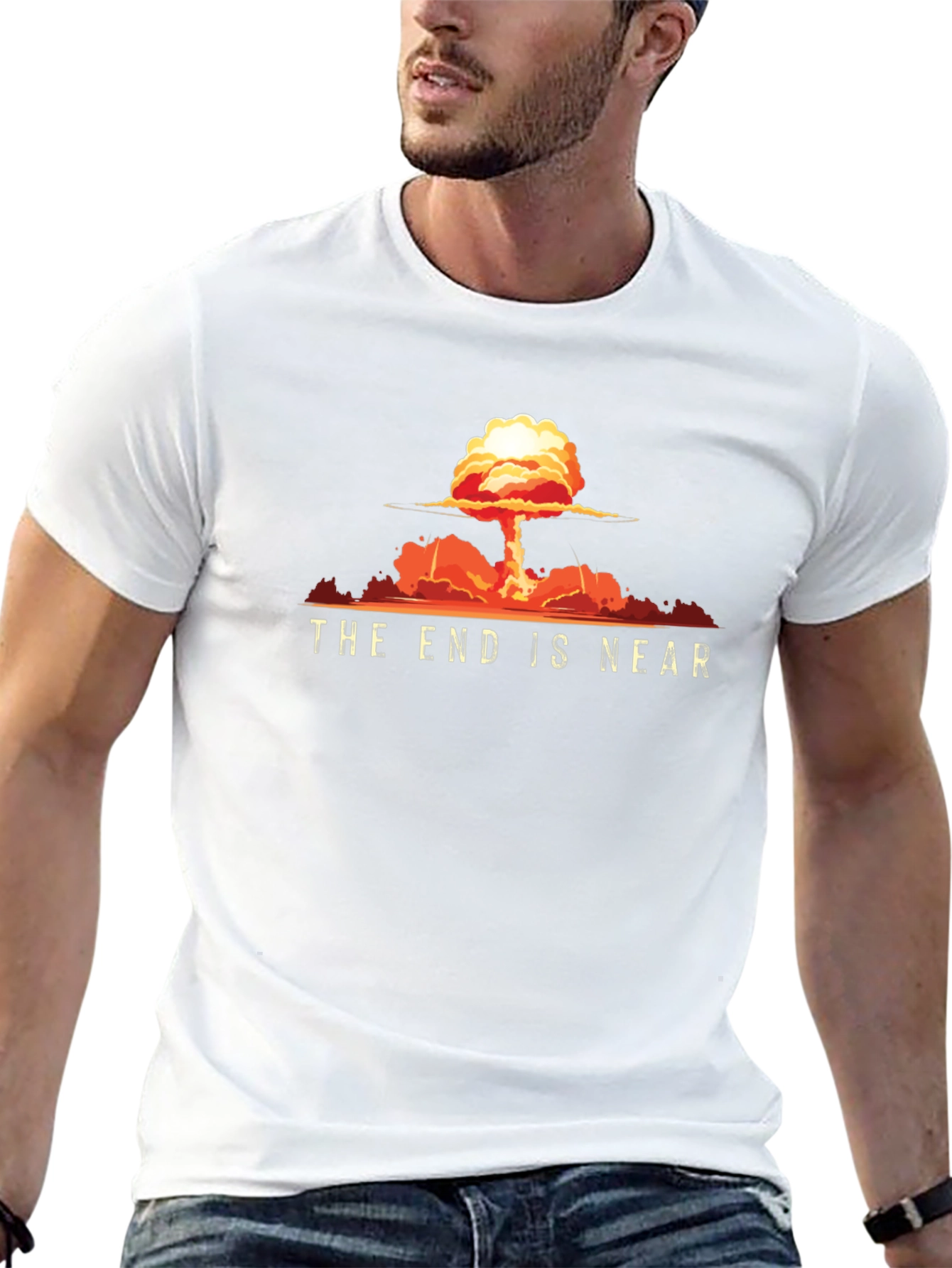 The End Is Near Graphic Print Black T-Shirt