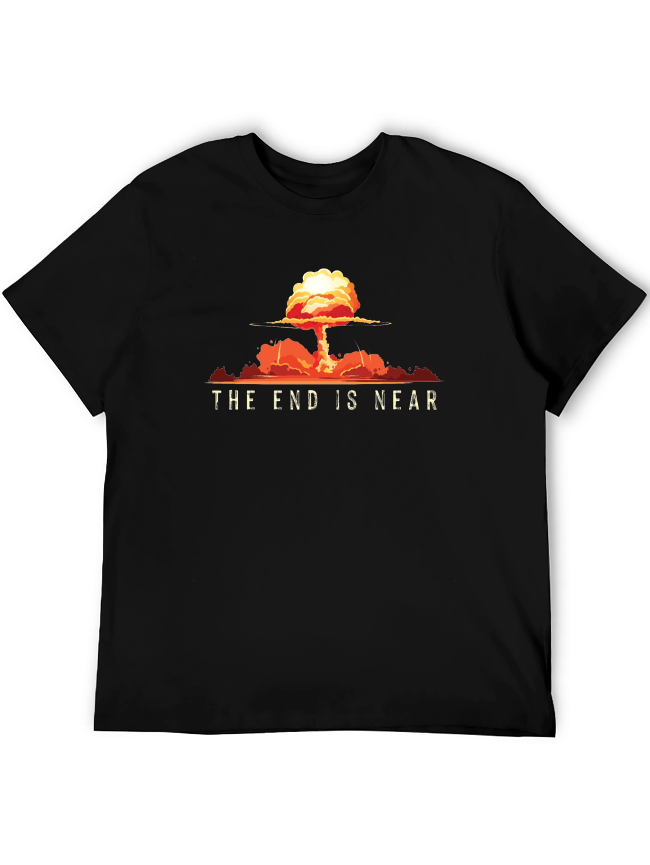 The End Is Near Graphic Print Black T-Shirt