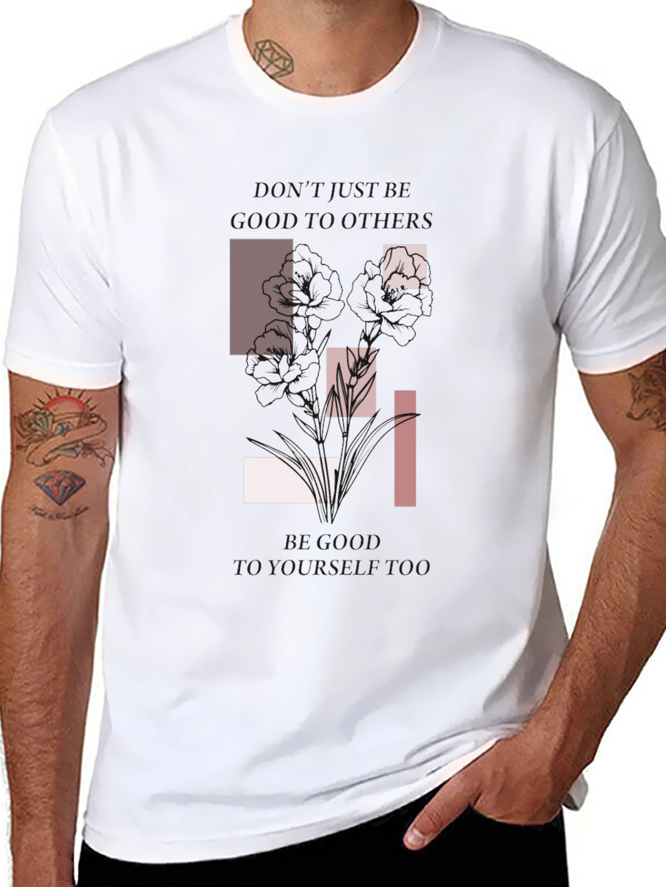 Abstract Floral Graphic Print Black T-Shirt