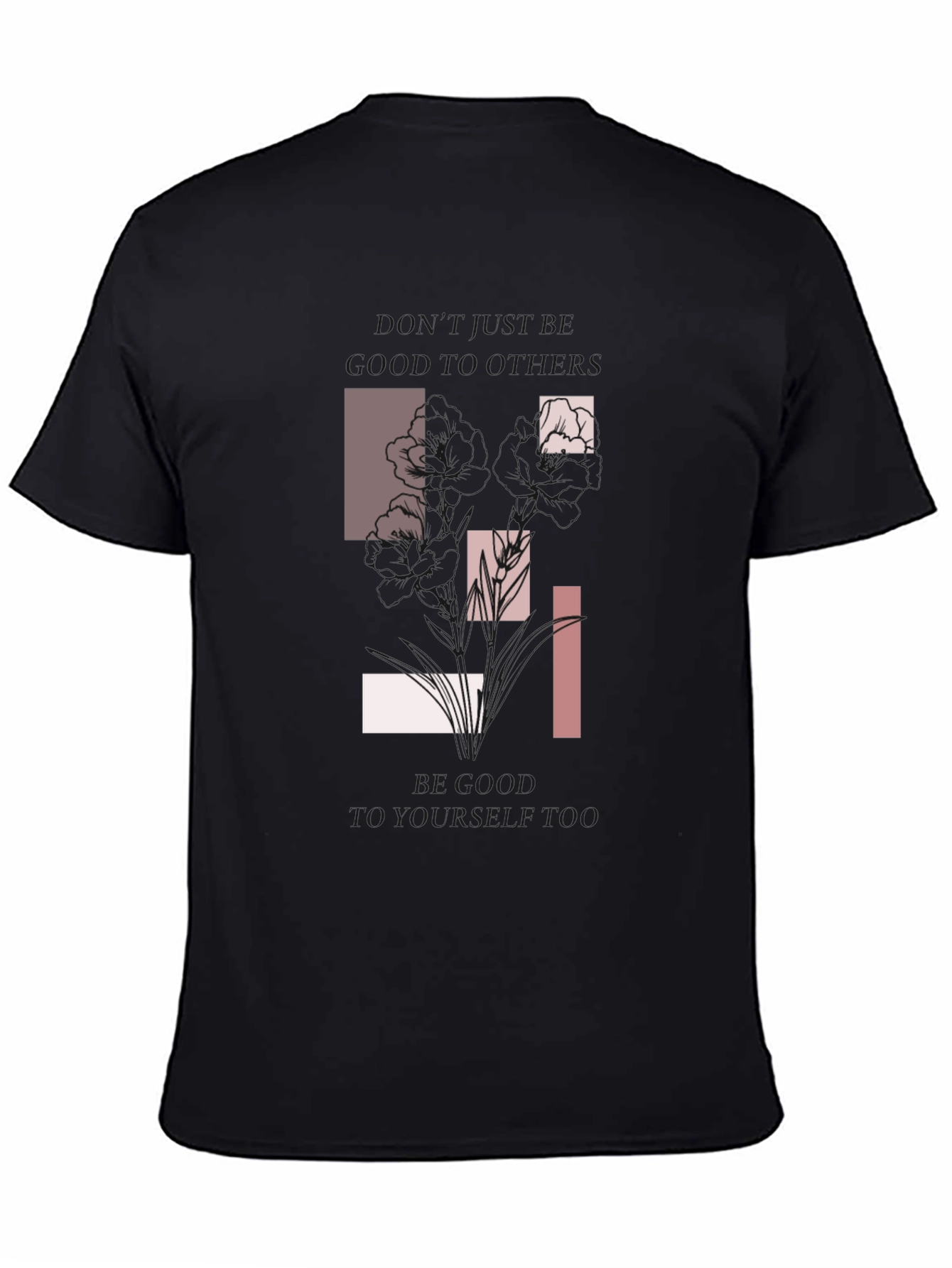 Abstract Floral Graphic Print Black T-Shirt