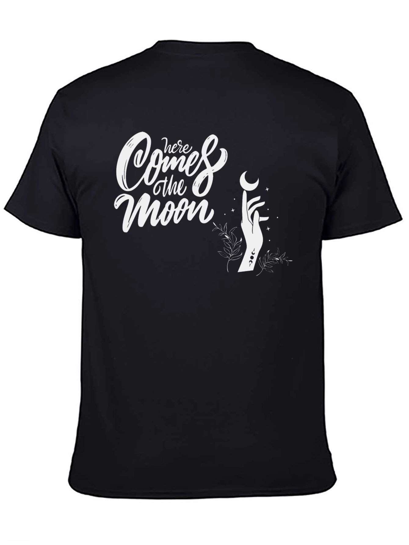 Here Comes the Moon Black Graphic T-Shirt