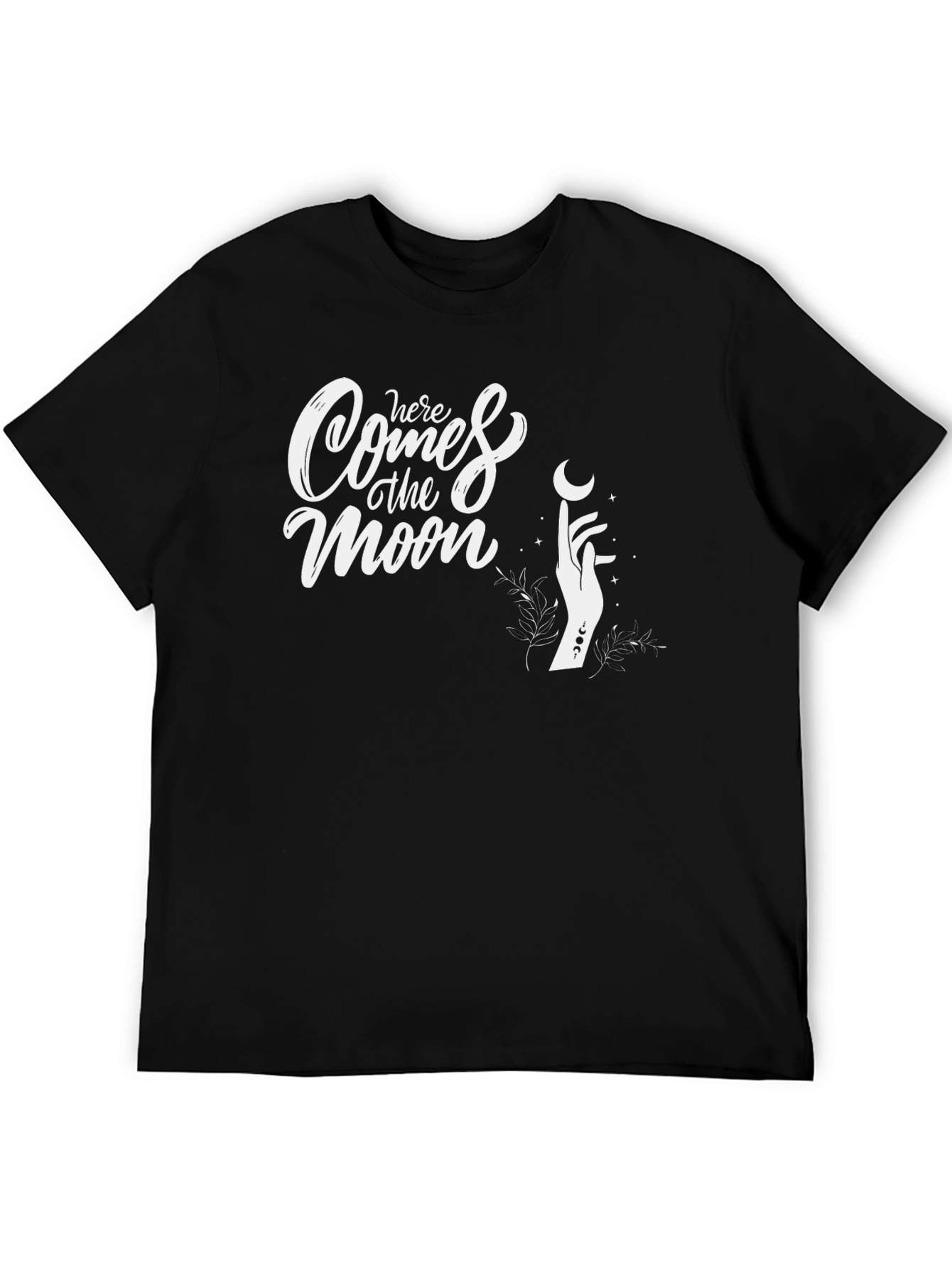 Here Comes the Moon Black Graphic T-Shirt