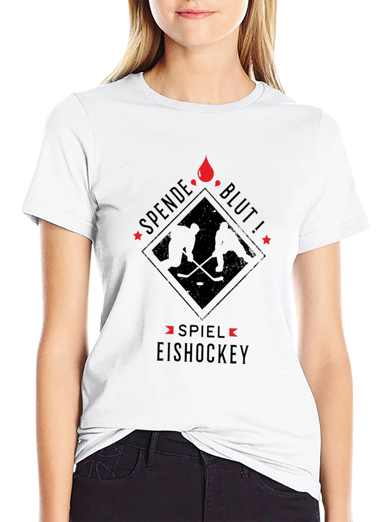 Donate Blood Play Ice Hockey Black T-Shirt