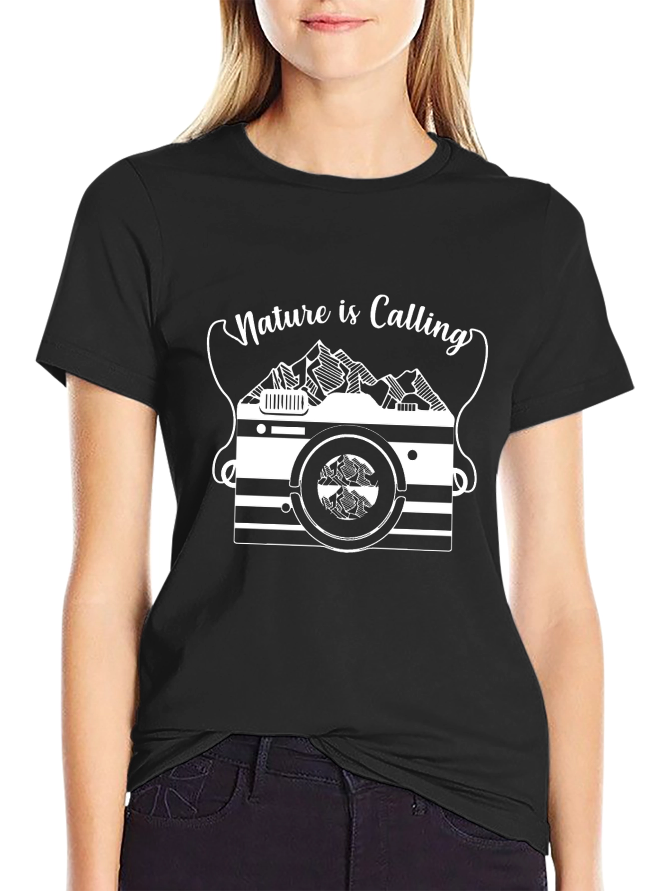 Nature is Calling Black Graphic Tee