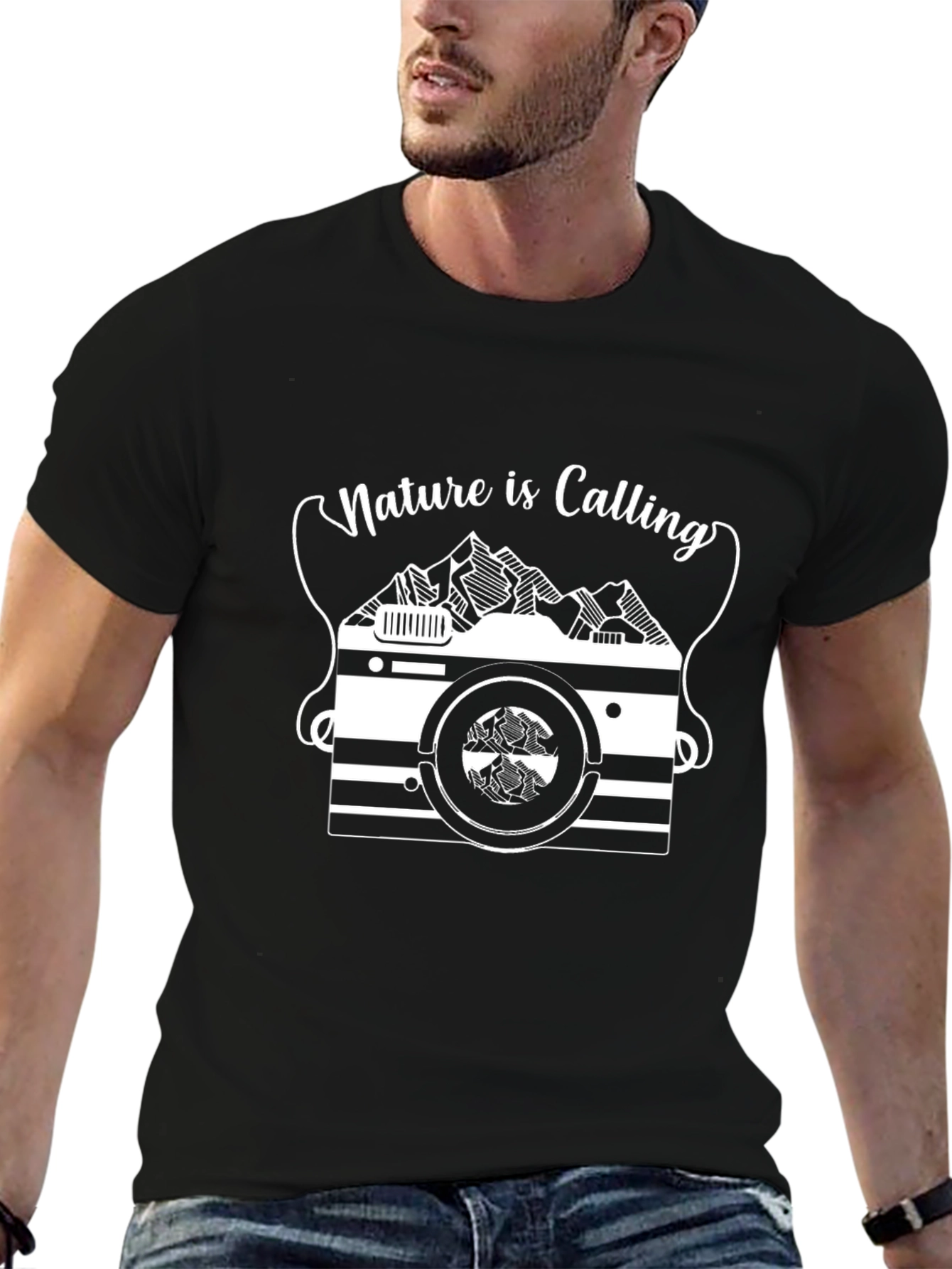 Nature is Calling Black Graphic Tee