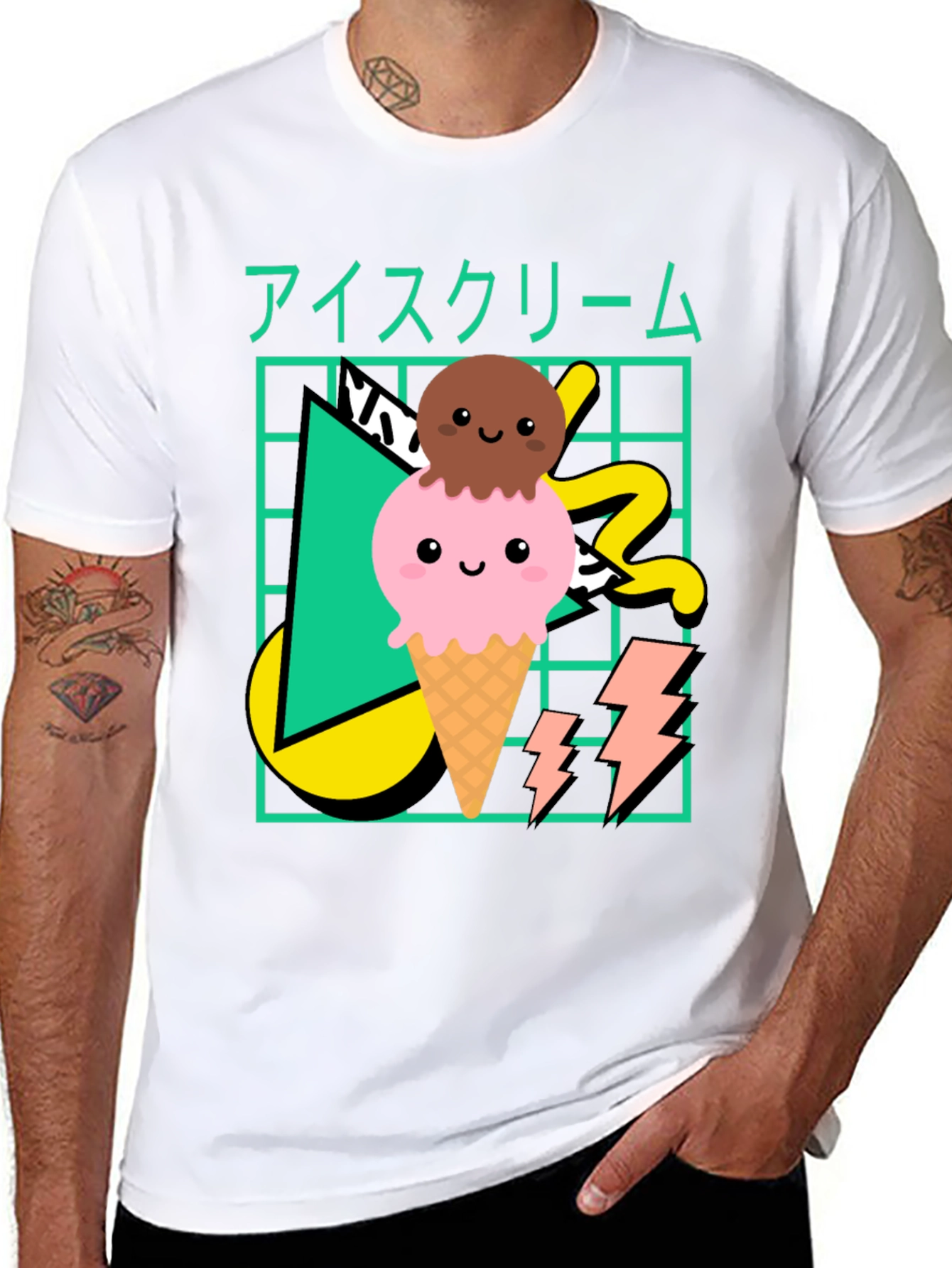 Kawaii Ice Cream Graphic T-Shirt