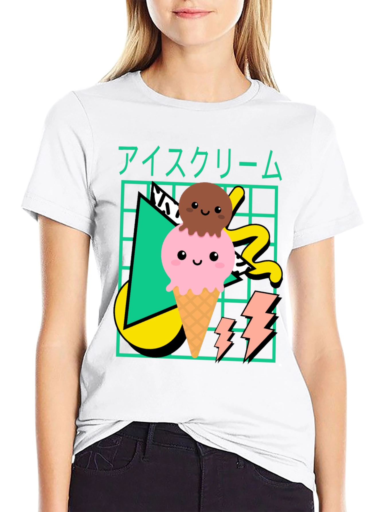 Kawaii Ice Cream Graphic T-Shirt