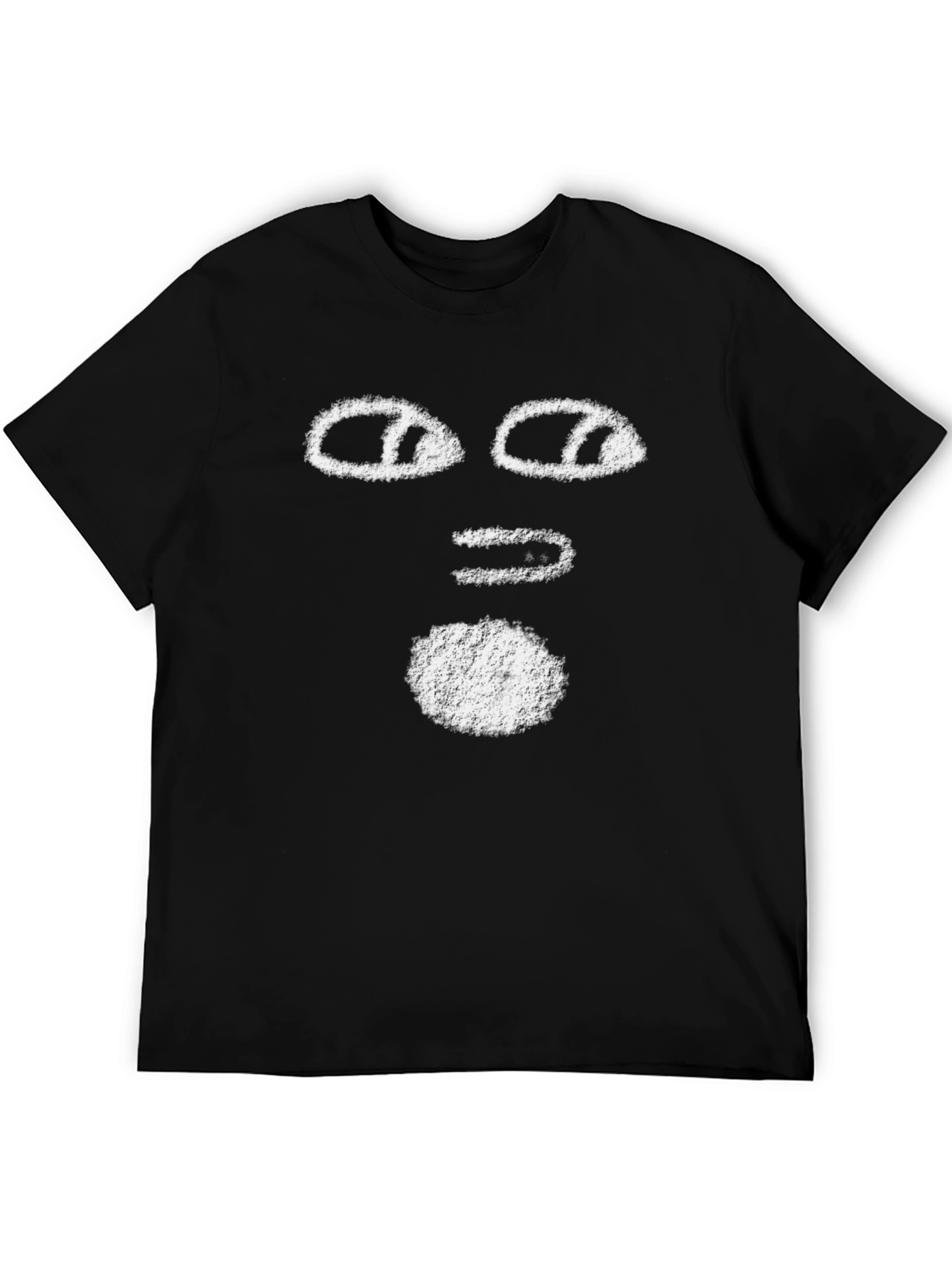 Abstract Face Graphic Tee - Black Cotton T-Shirt