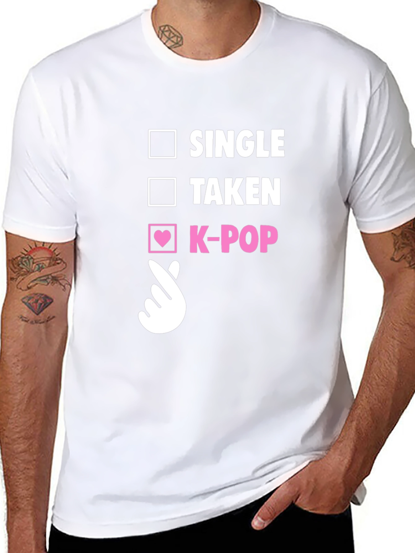 K-Pop Heart Checkmark T-Shirt - Single Taken K-Pop Tee