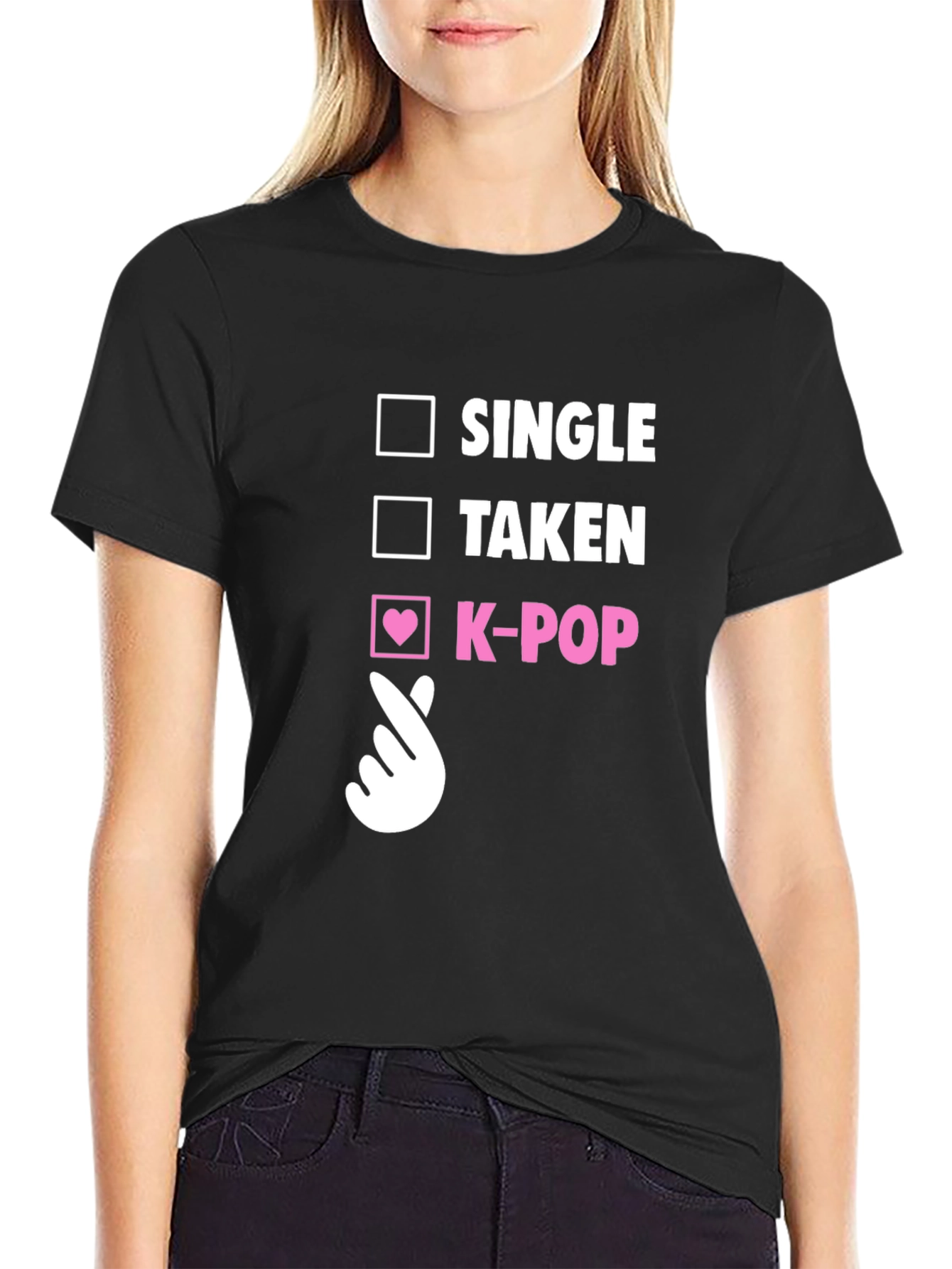 K-Pop Heart Checkmark T-Shirt - Single Taken K-Pop Tee