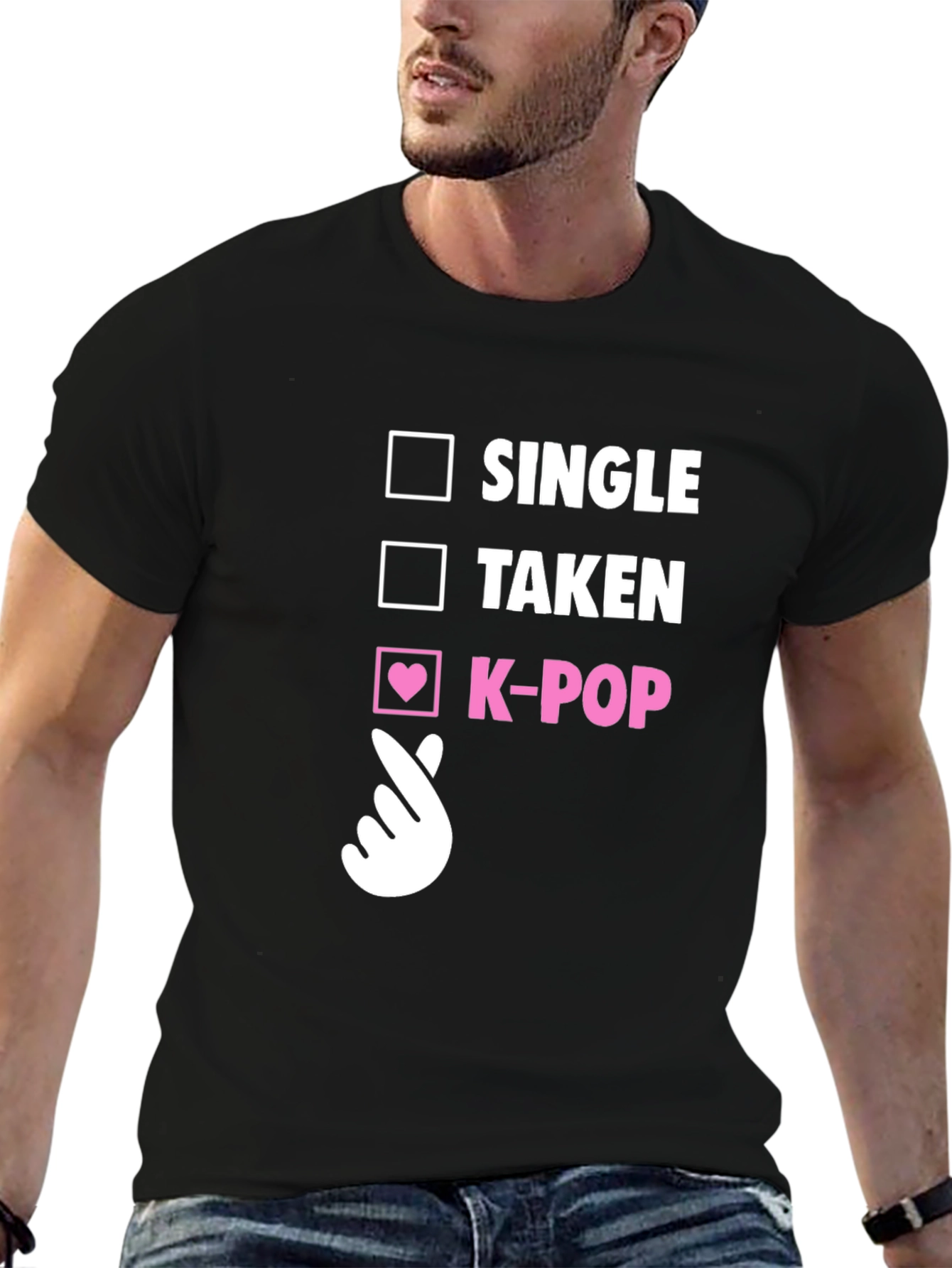 K-Pop Heart Checkmark T-Shirt - Single Taken K-Pop Tee