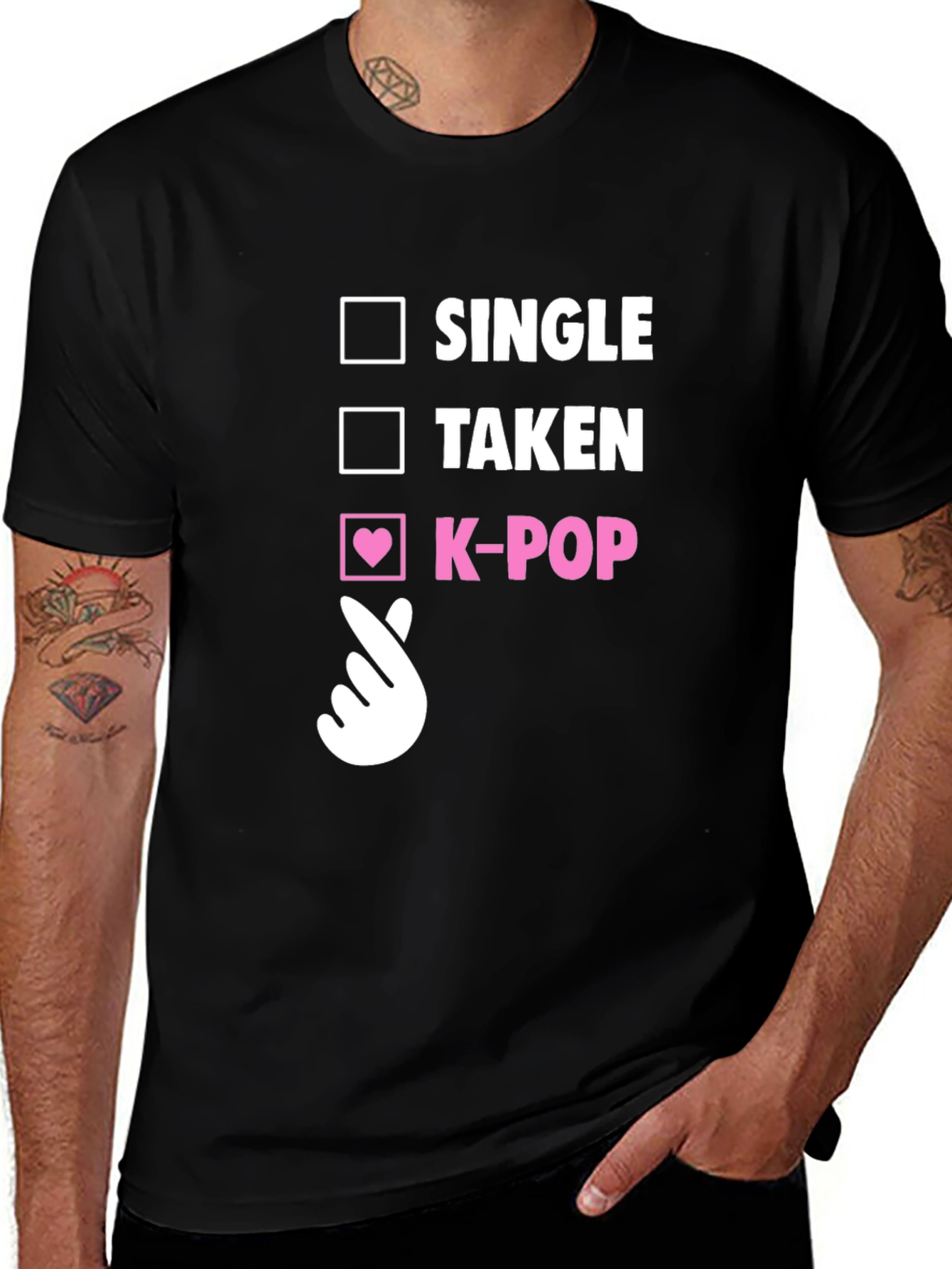 K-Pop Heart Checkmark T-Shirt - Single Taken K-Pop Tee
