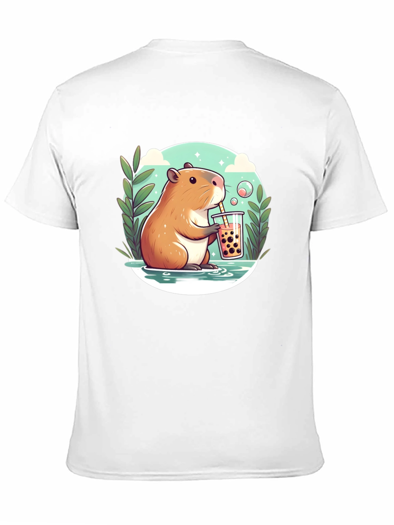 Capybara Bubble Tea Graphic Tee - Black