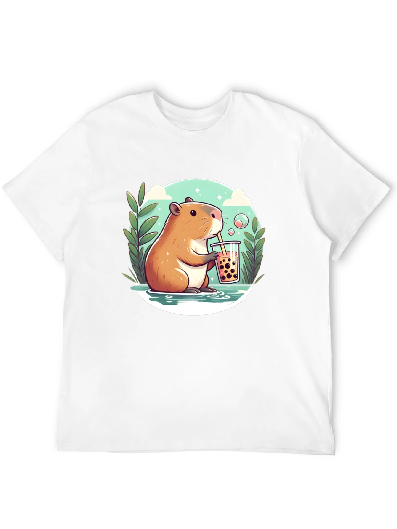 Capybara Bubble Tea Graphic Tee - Black