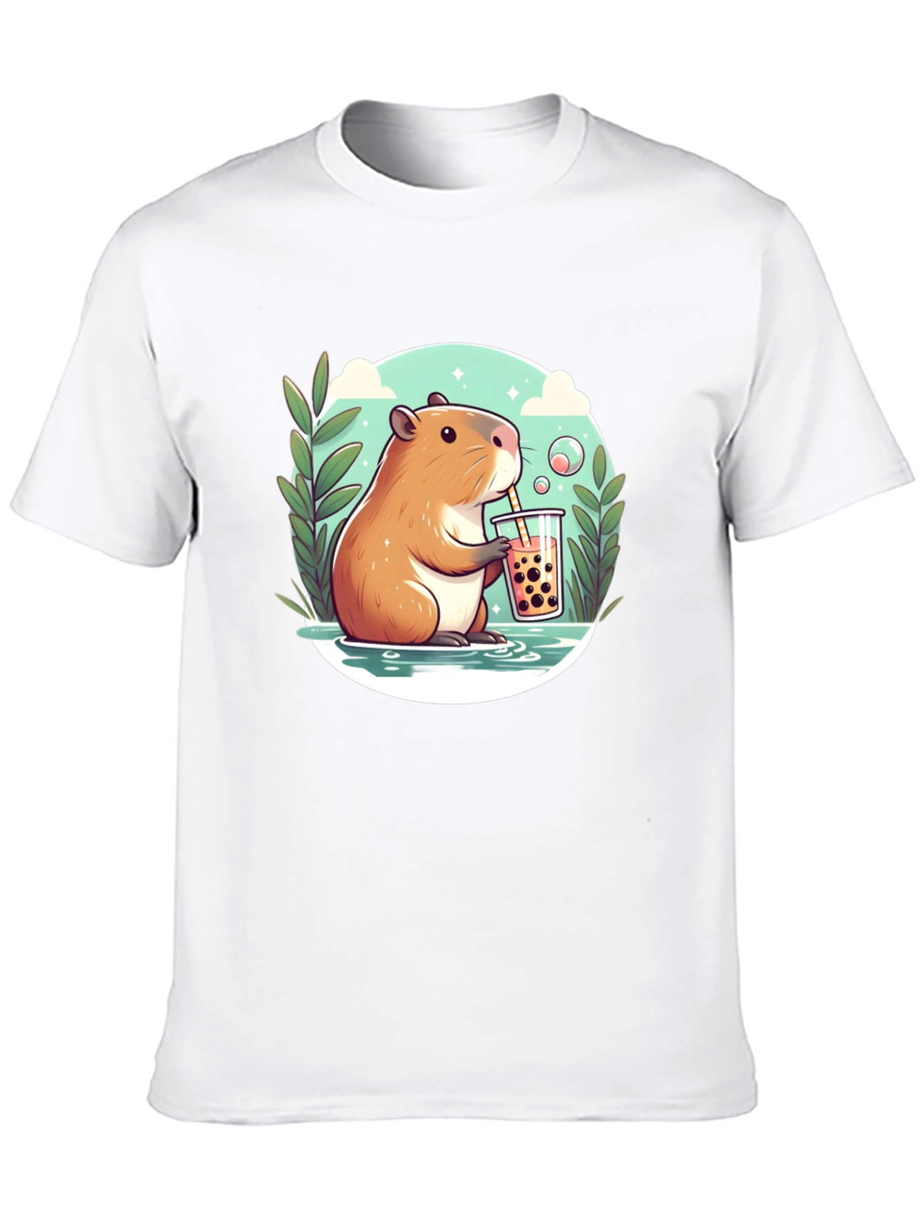 Capybara Bubble Tea Graphic Tee - Black