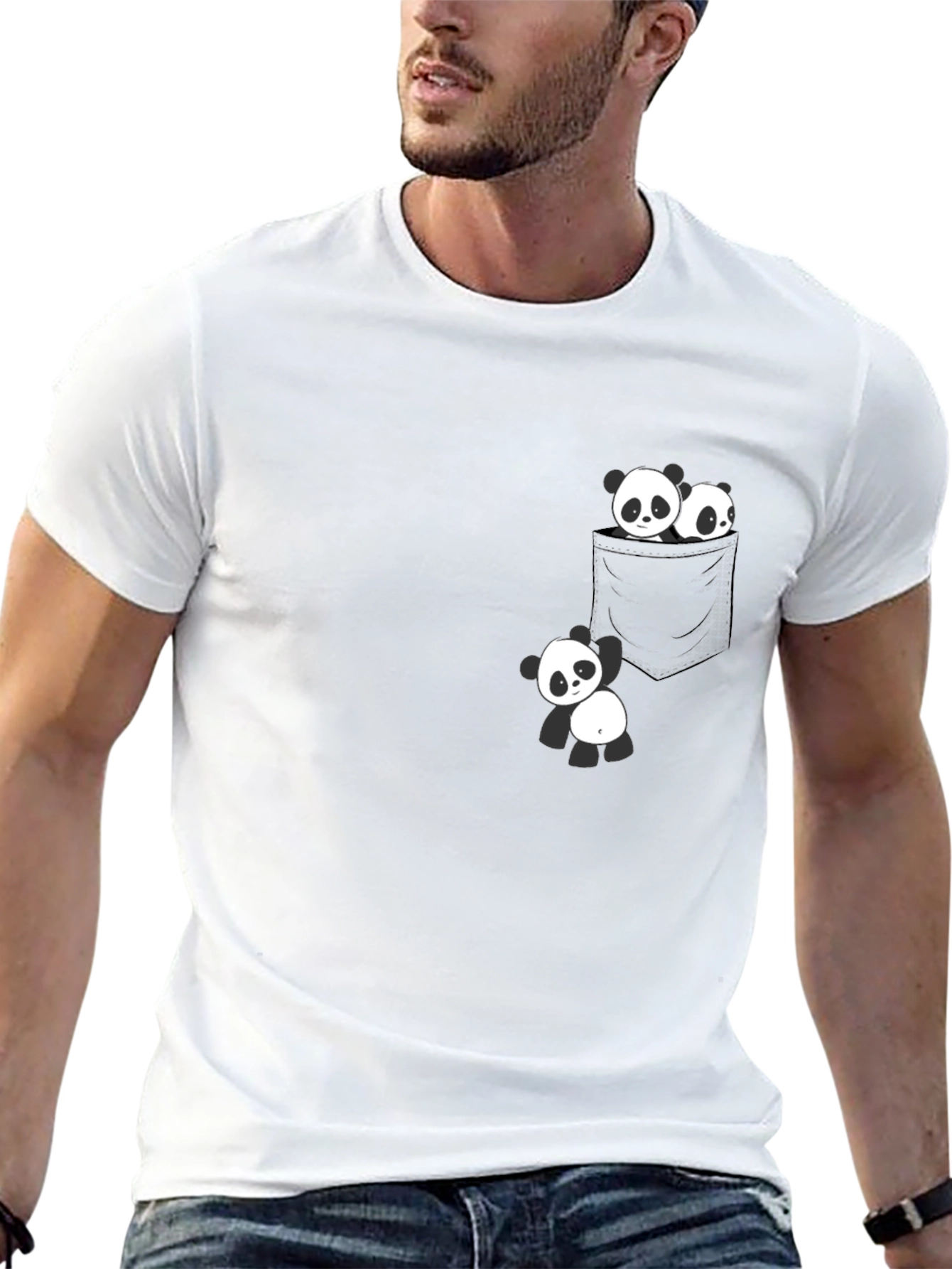 Panda Pocket Tee - Cute Graphic T-Shirt