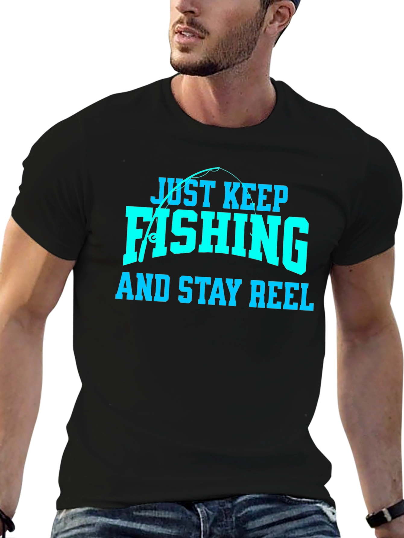 Just Keep Fishing Mens Black T-Shirt